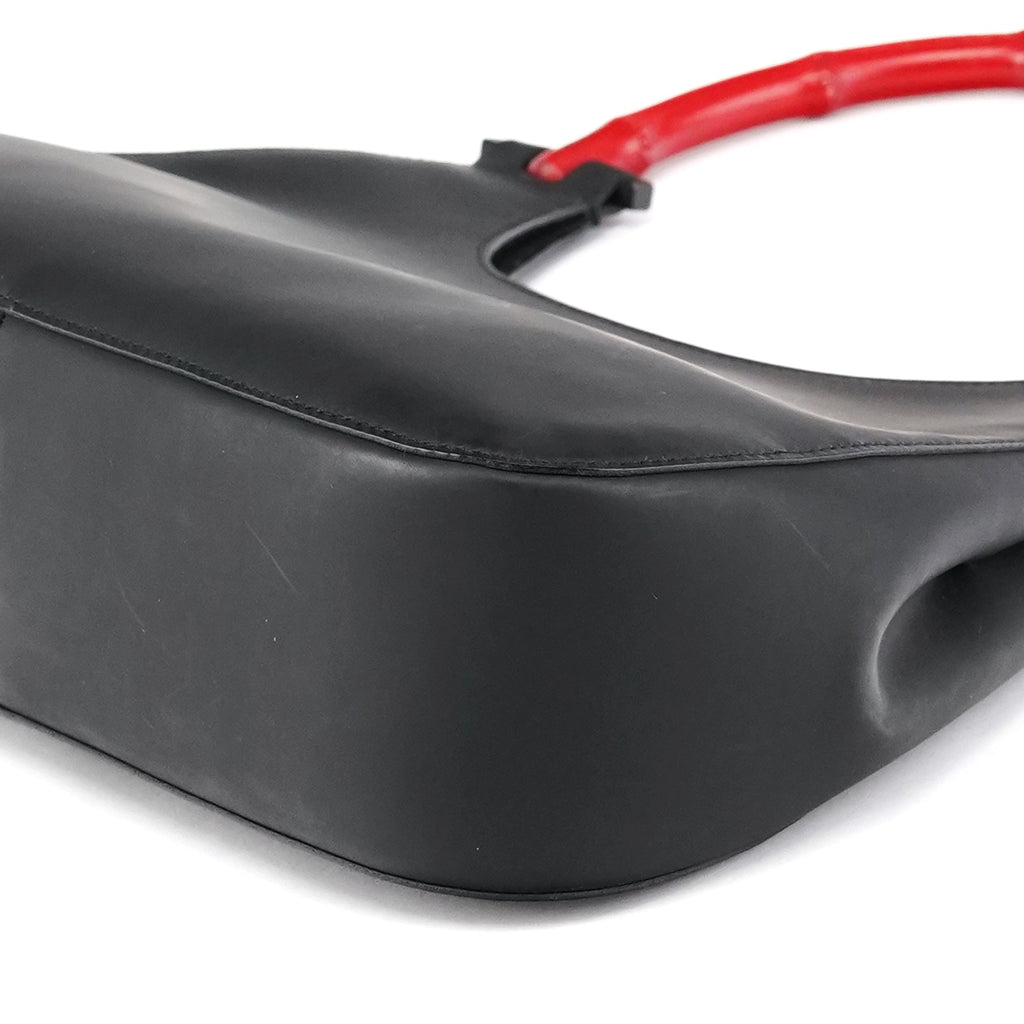 Matte Black Red Bamboo Shoulder Bag