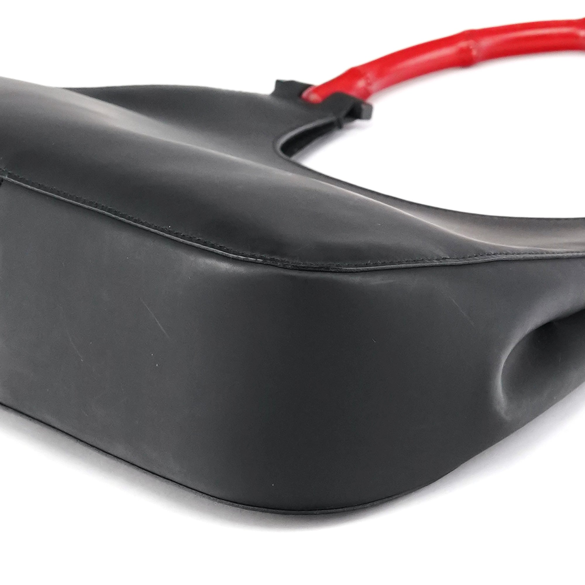 Matte Black Red Bamboo Shoulder Bag