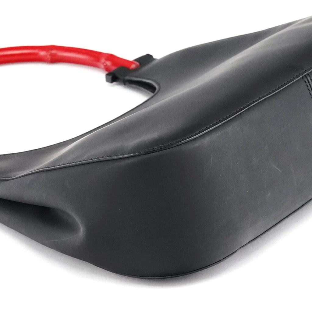 Matte Black Red Bamboo Shoulder Bag