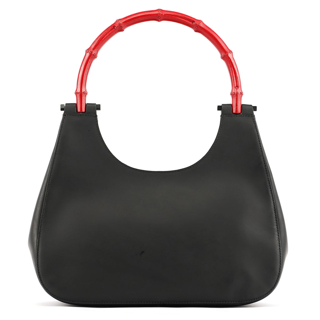 Matte Black Red Bamboo Shoulder Bag