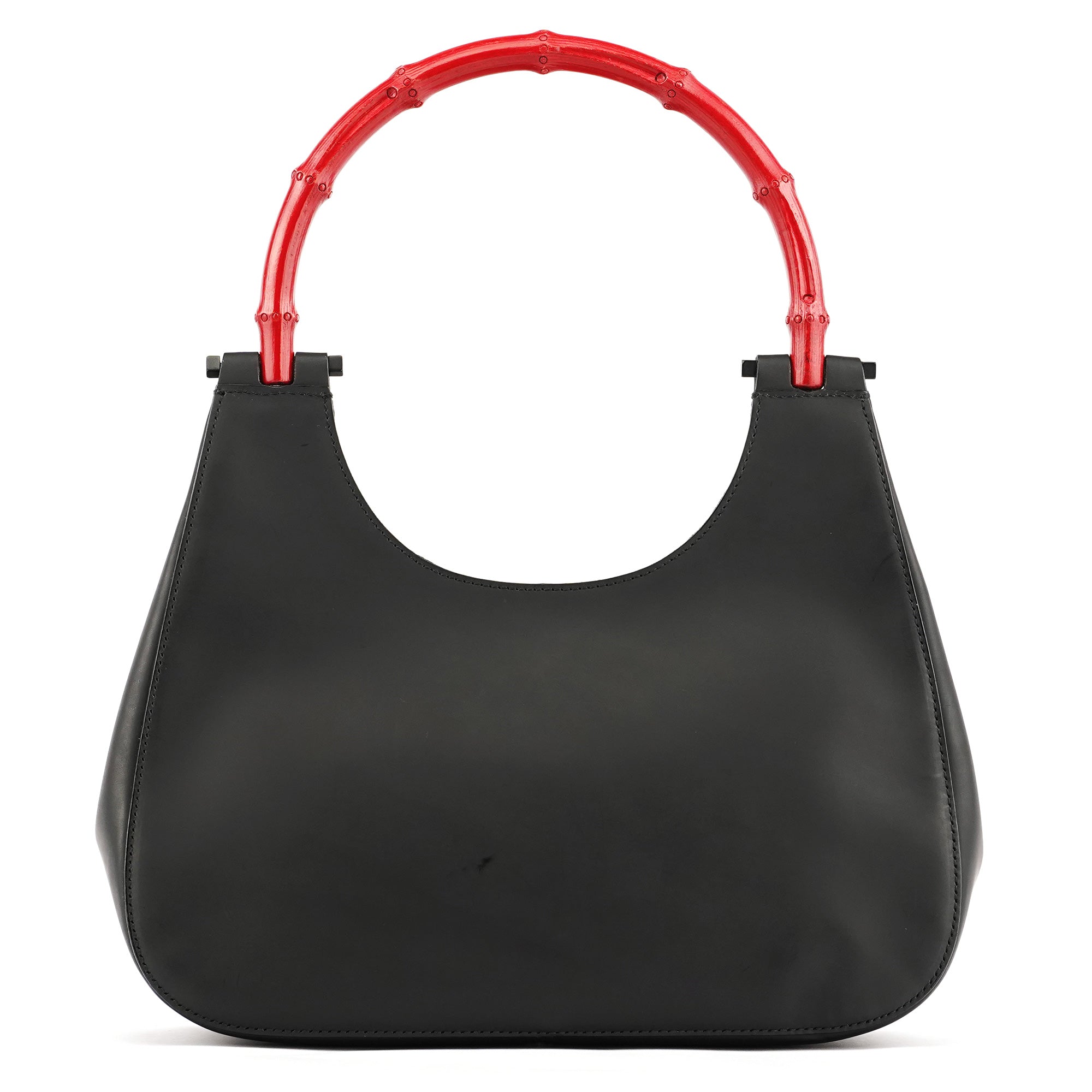 Matte Black Red Bamboo Shoulder Bag