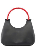 Matte Black Red Bamboo Shoulder Bag