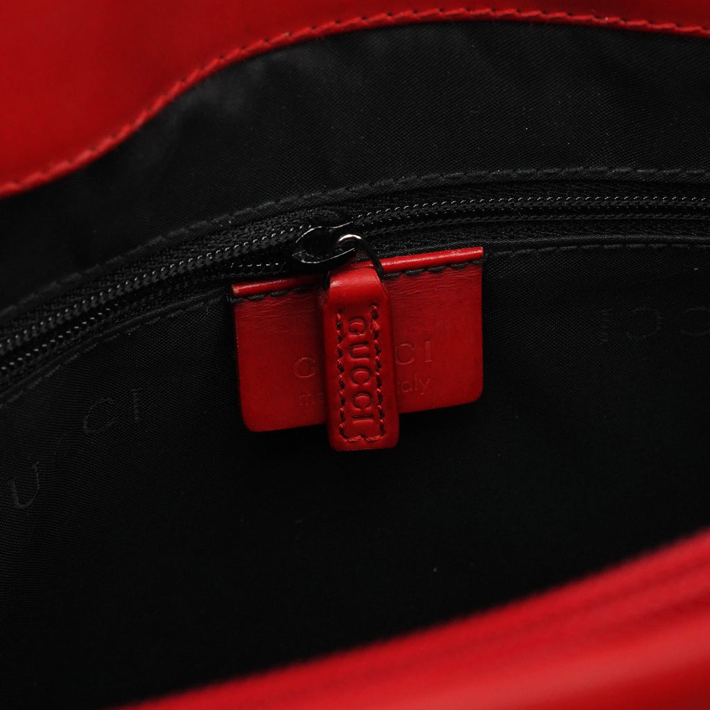 Matte Red Leather Bamboo 2-Way Tote Bag