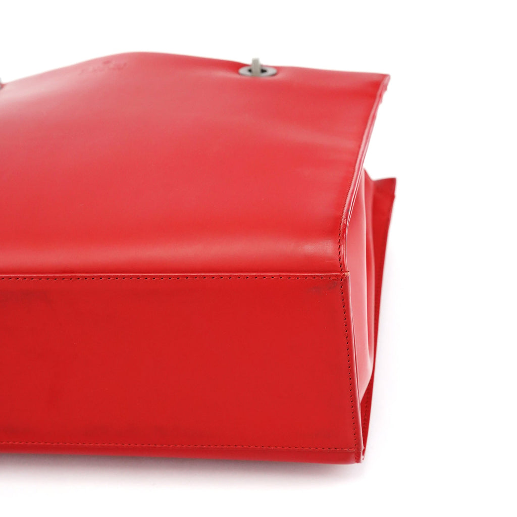 Matte Red Leather Bamboo 2-Way Tote Bag