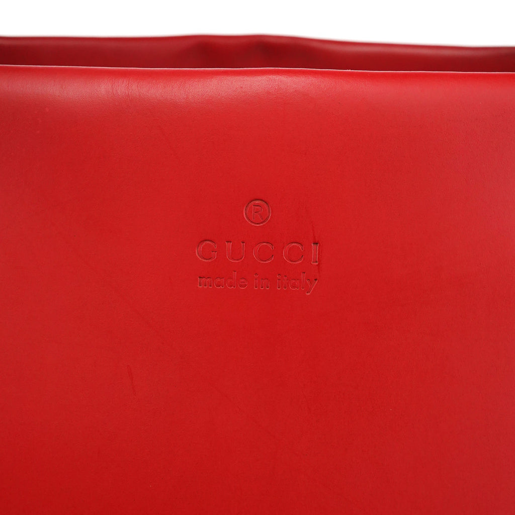 Matte Red Leather Bamboo 2-Way Tote Bag
