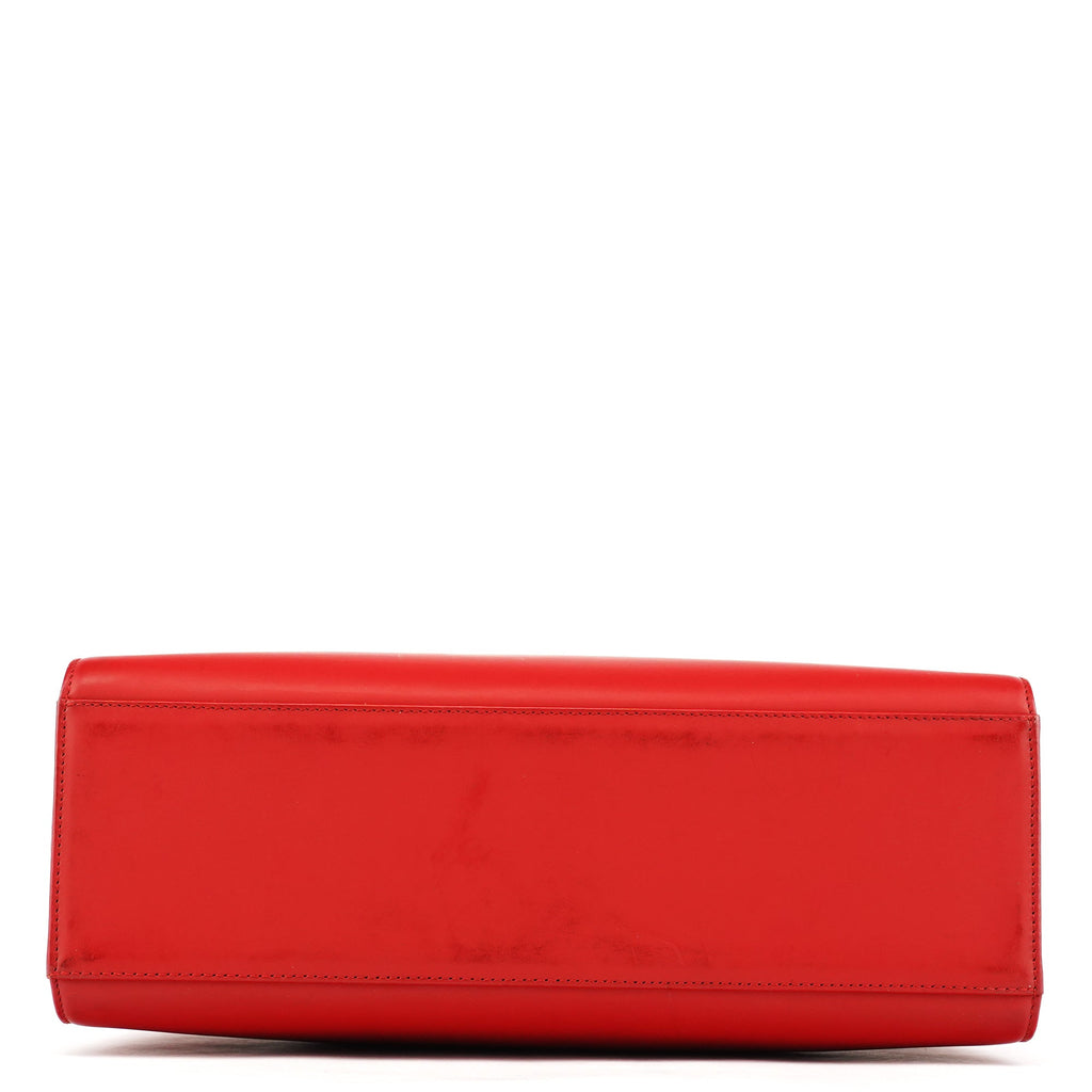 Matte Red Leather Bamboo 2-Way Tote Bag