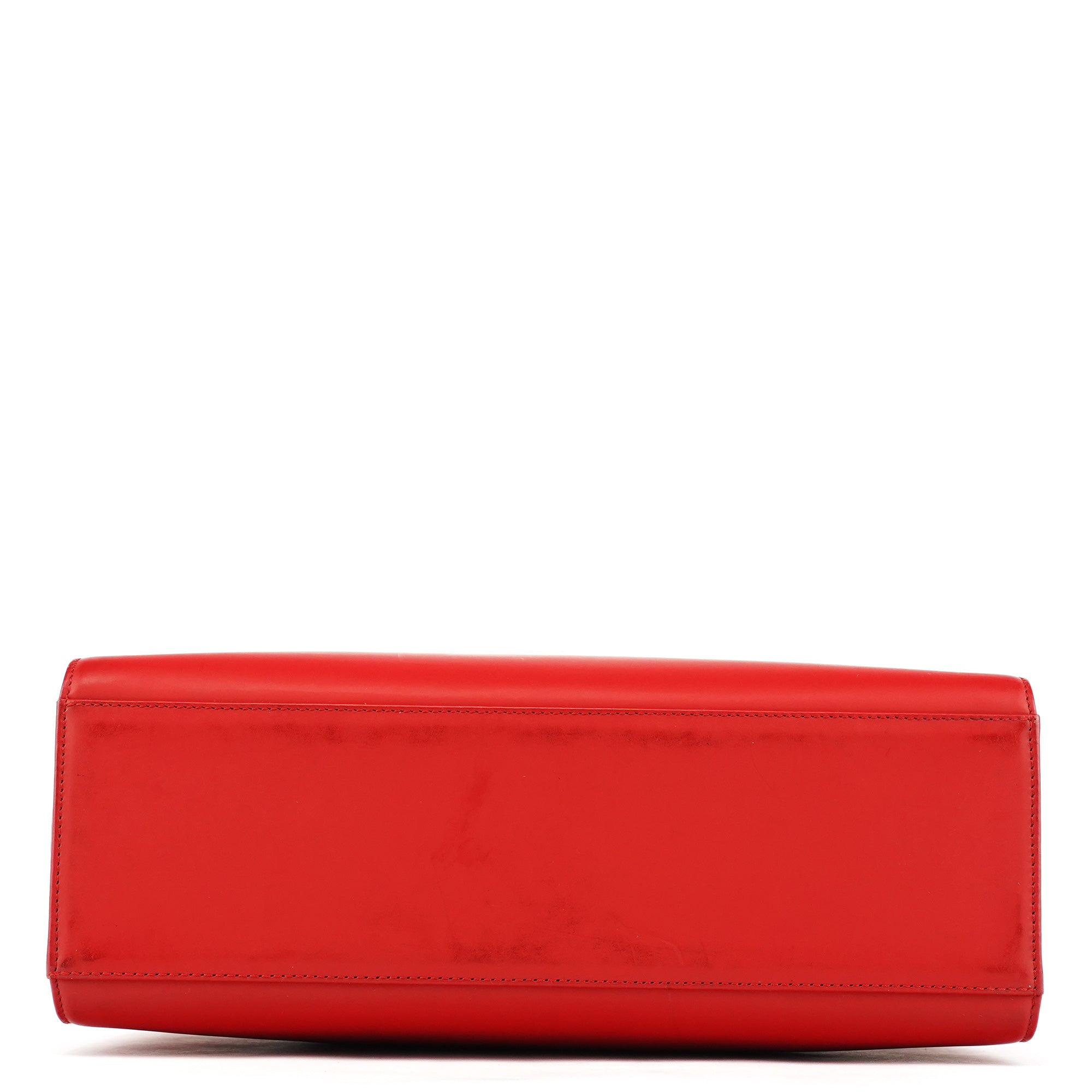 Matte Red Leather Bamboo 2-Way Tote Bag