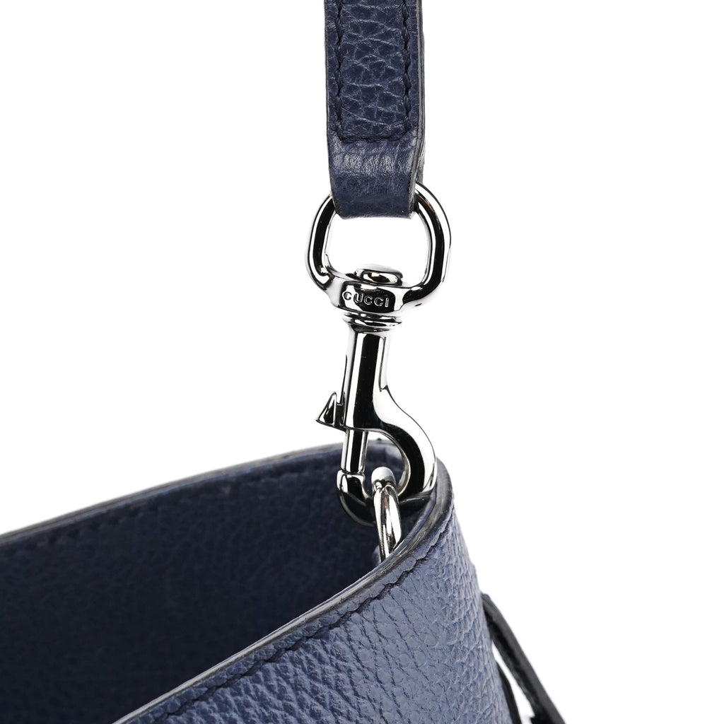 Navy Blue Leather 2-Way Tote Bag