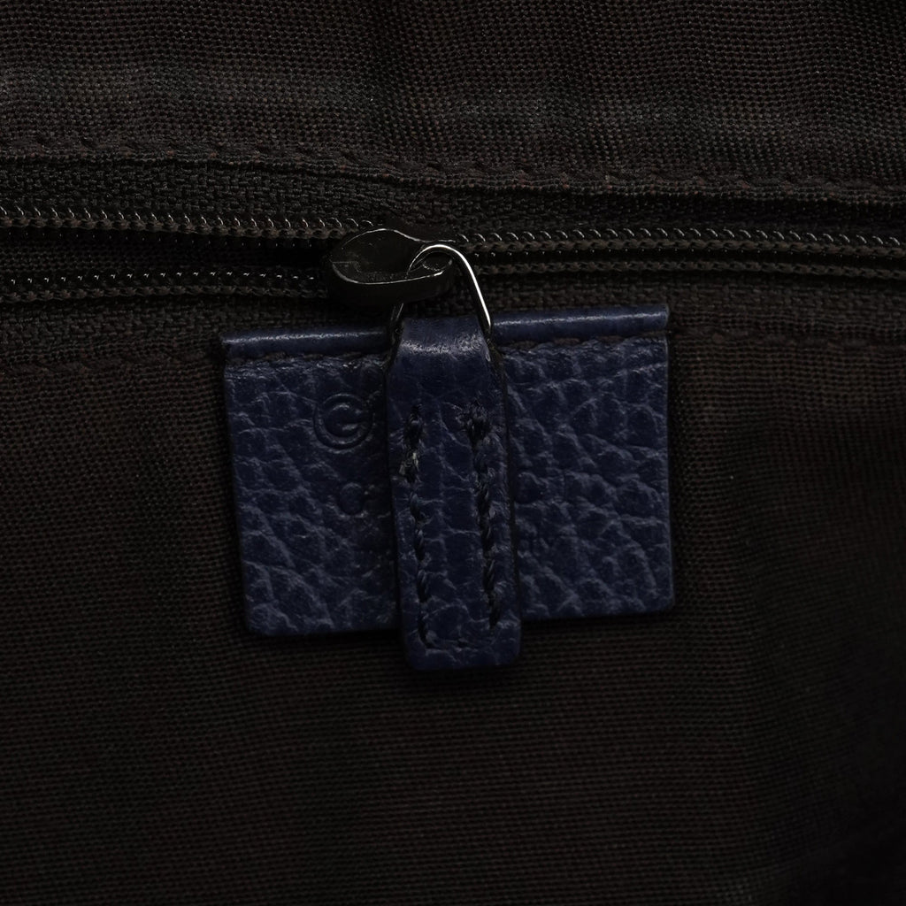 Navy Blue Leather 2-Way Tote Bag