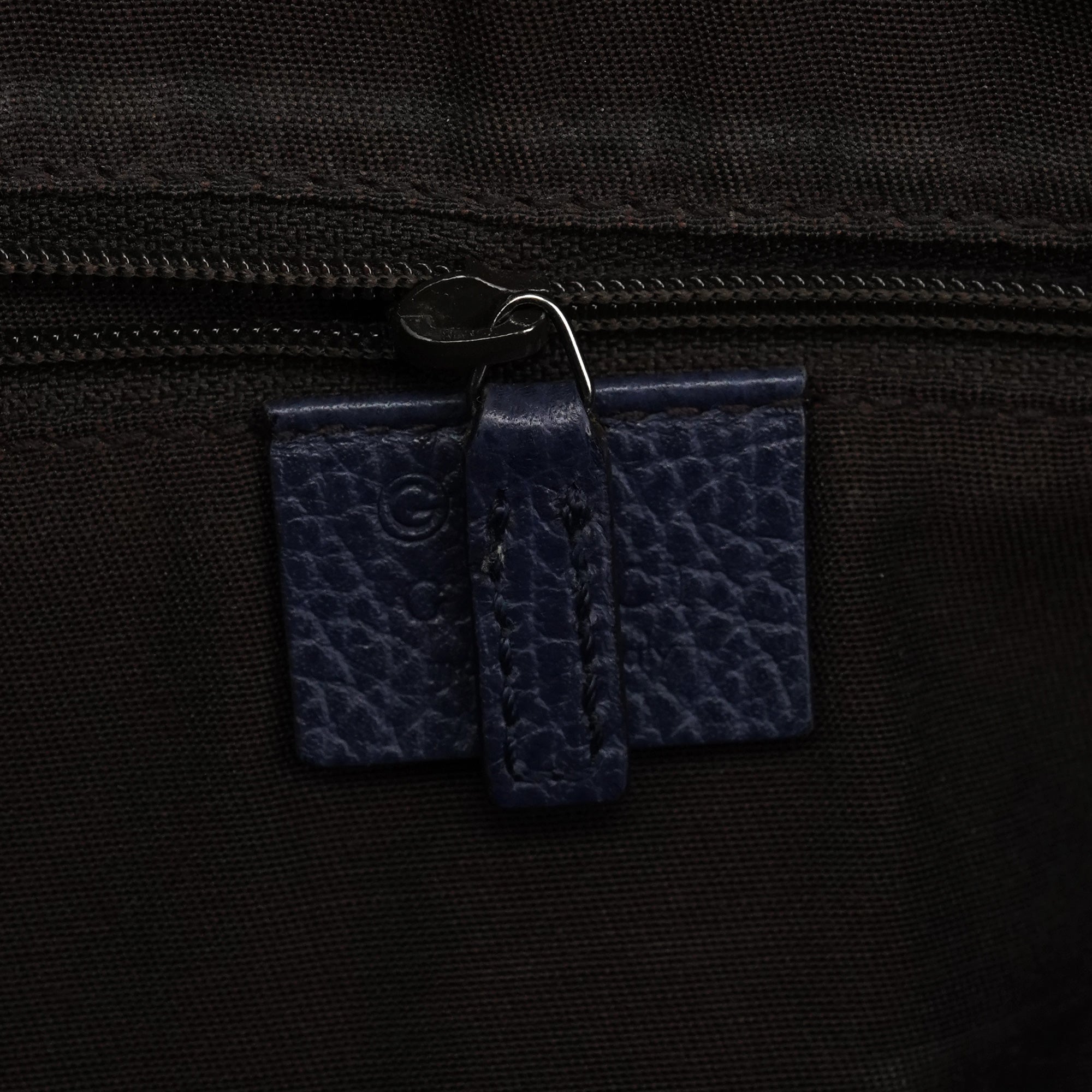 Navy Blue Leather 2-Way Tote Bag