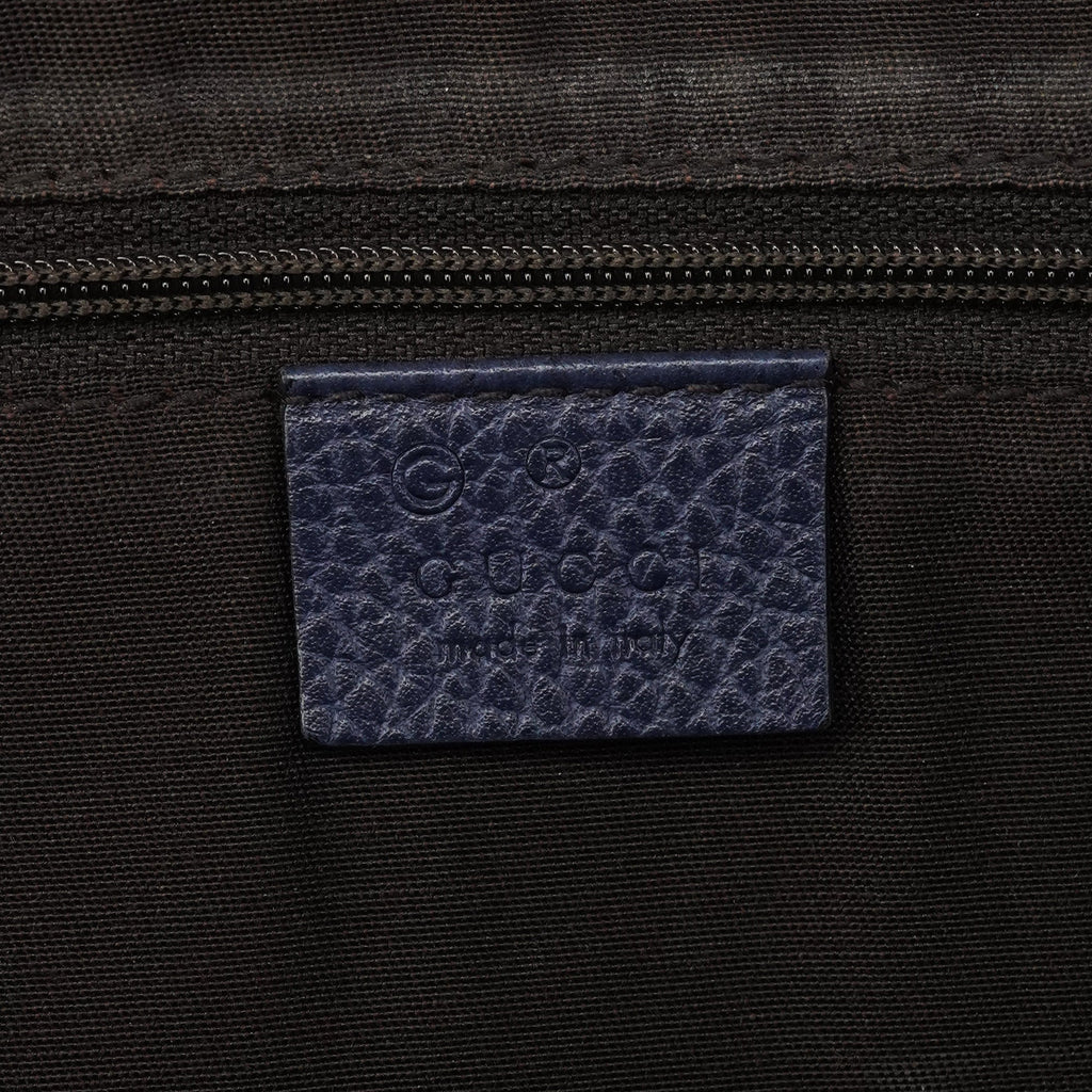 Navy Blue Leather 2-Way Tote Bag