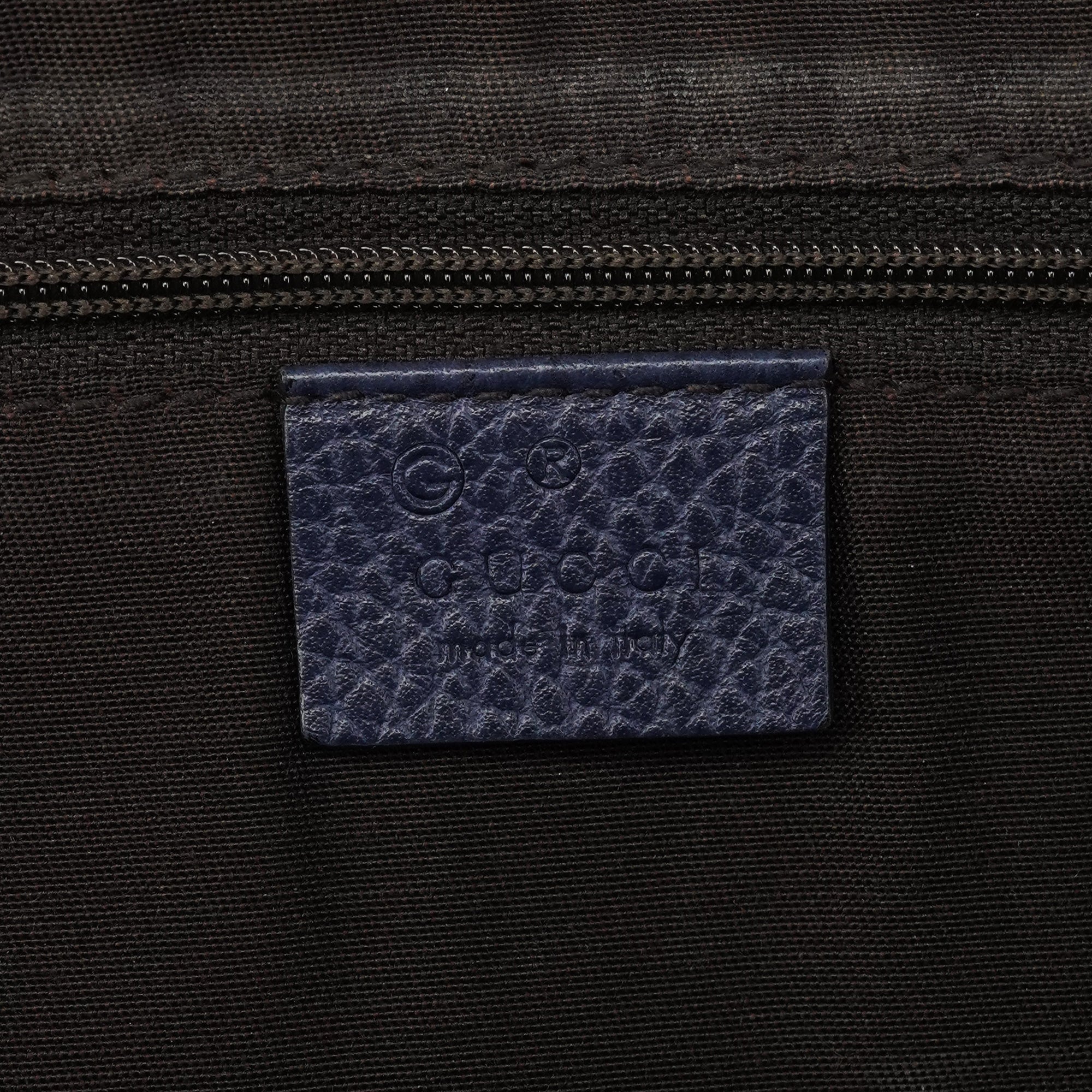 Navy Blue Leather 2-Way Tote Bag