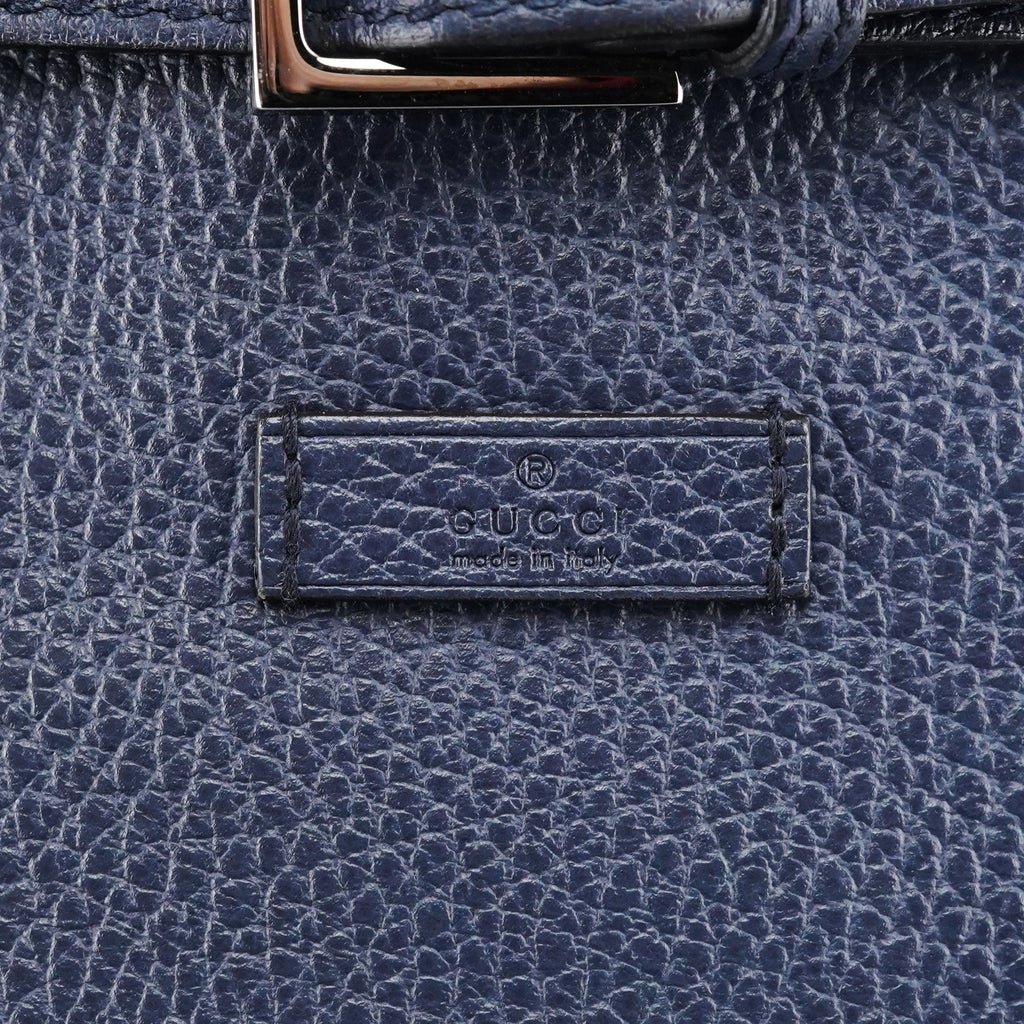 Navy Blue Leather 2-Way Tote Bag