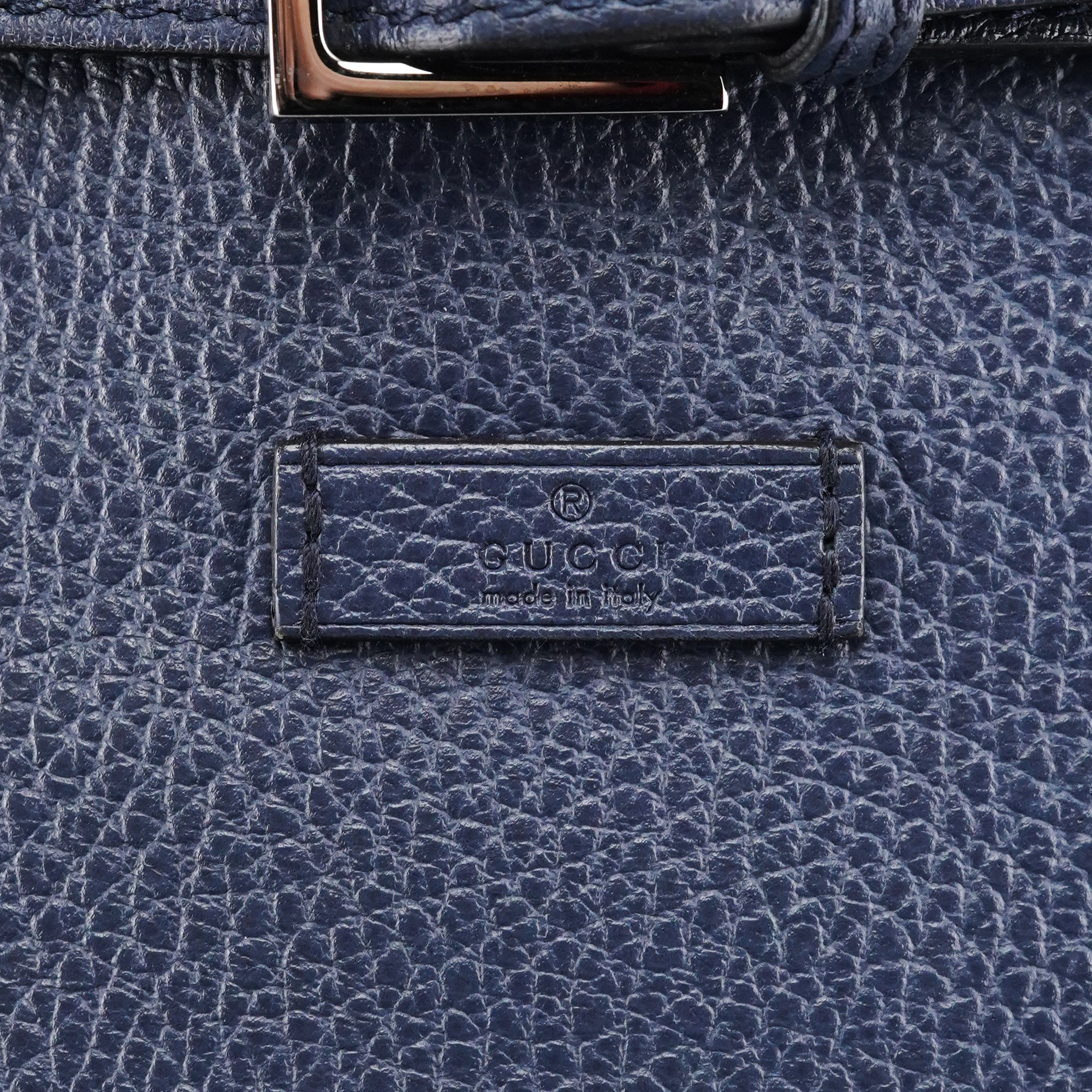 Navy Blue Leather 2-Way Tote Bag
