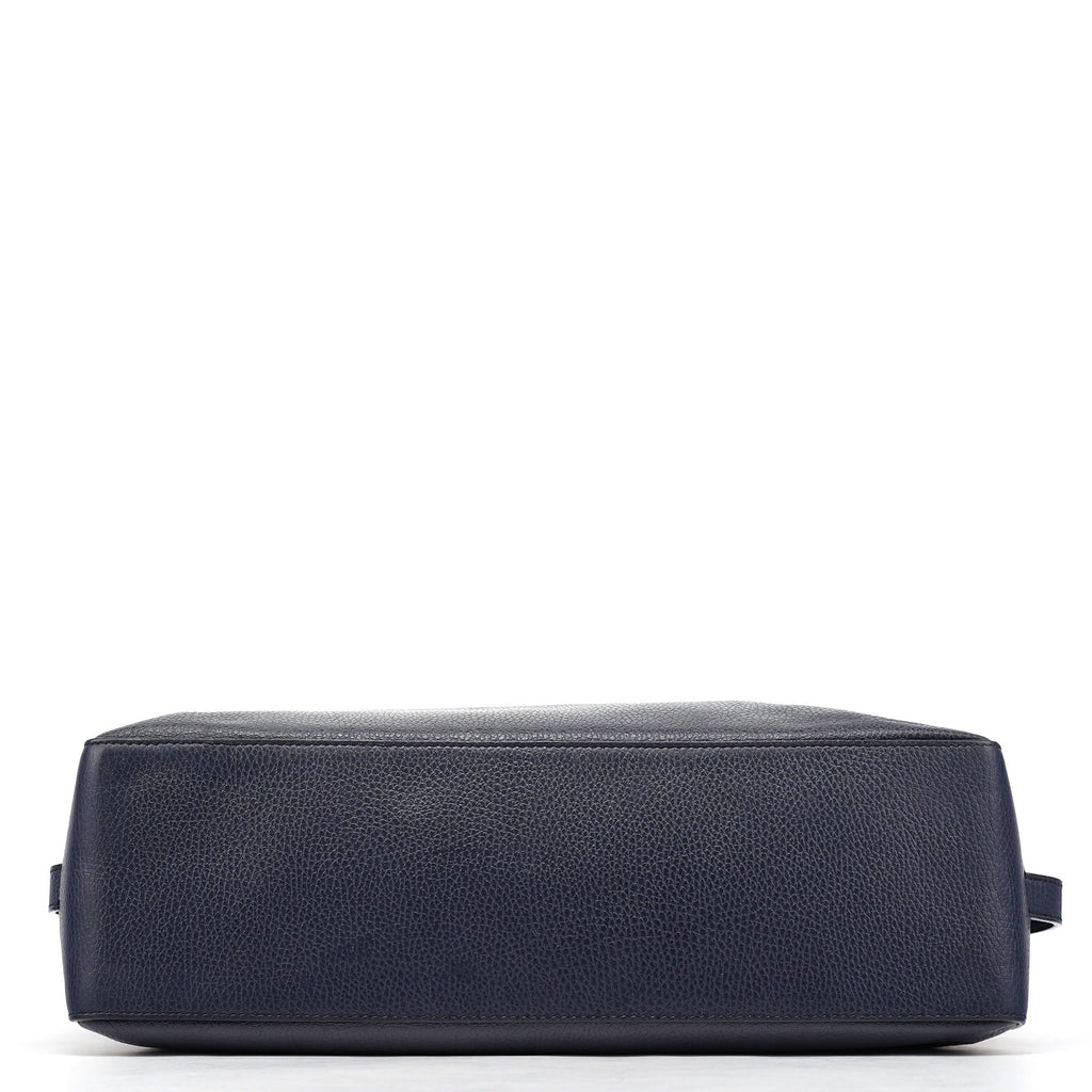 Navy Blue Leather 2-Way Tote Bag