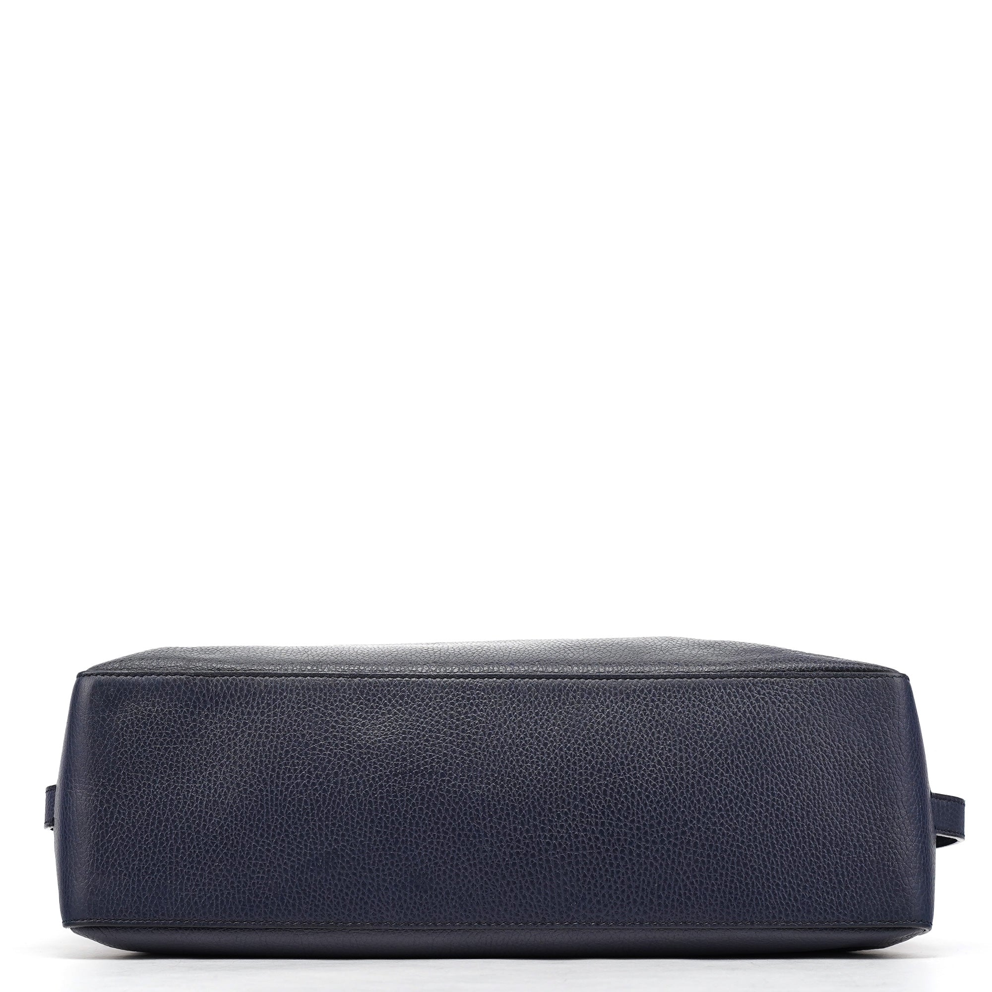 Navy Blue Leather 2-Way Tote Bag