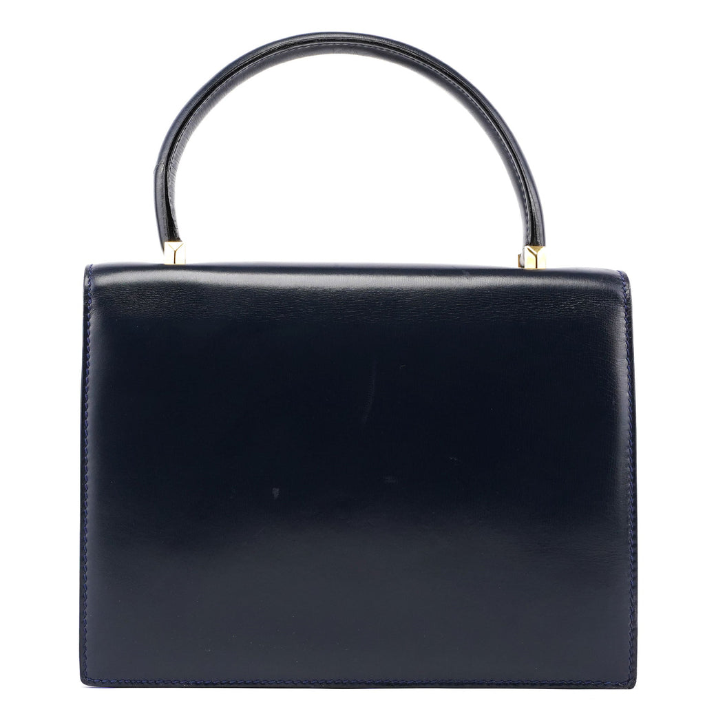 Navy Calfskin Square G Top Handle Bag