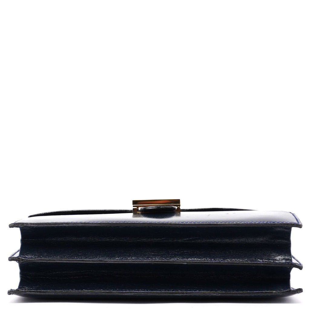 Navy Calfskin Square G Top Handle Bag