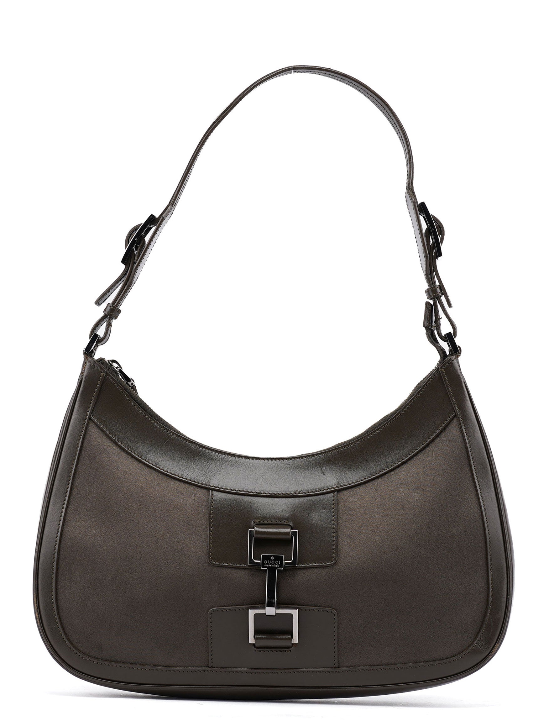 Olive Satin Jackie Shoulder Bag