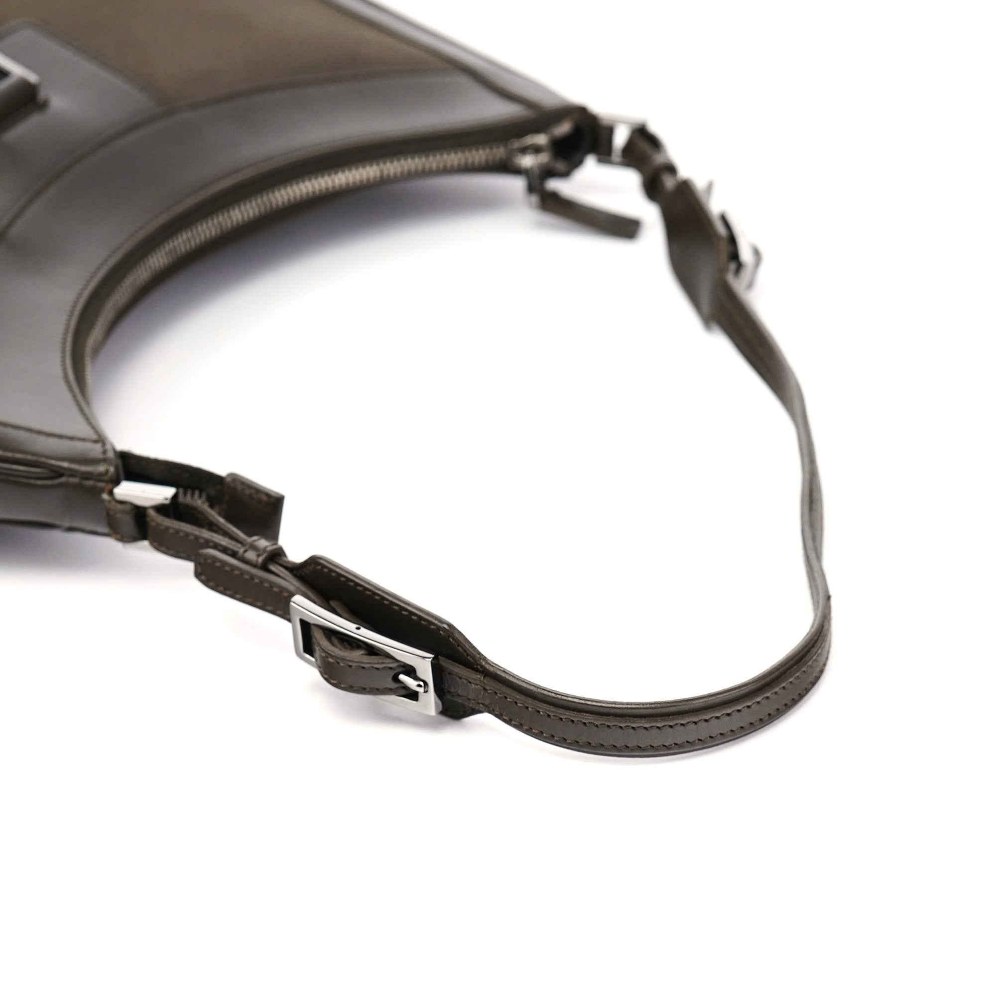 Olive Satin Jackie Shoulder Bag