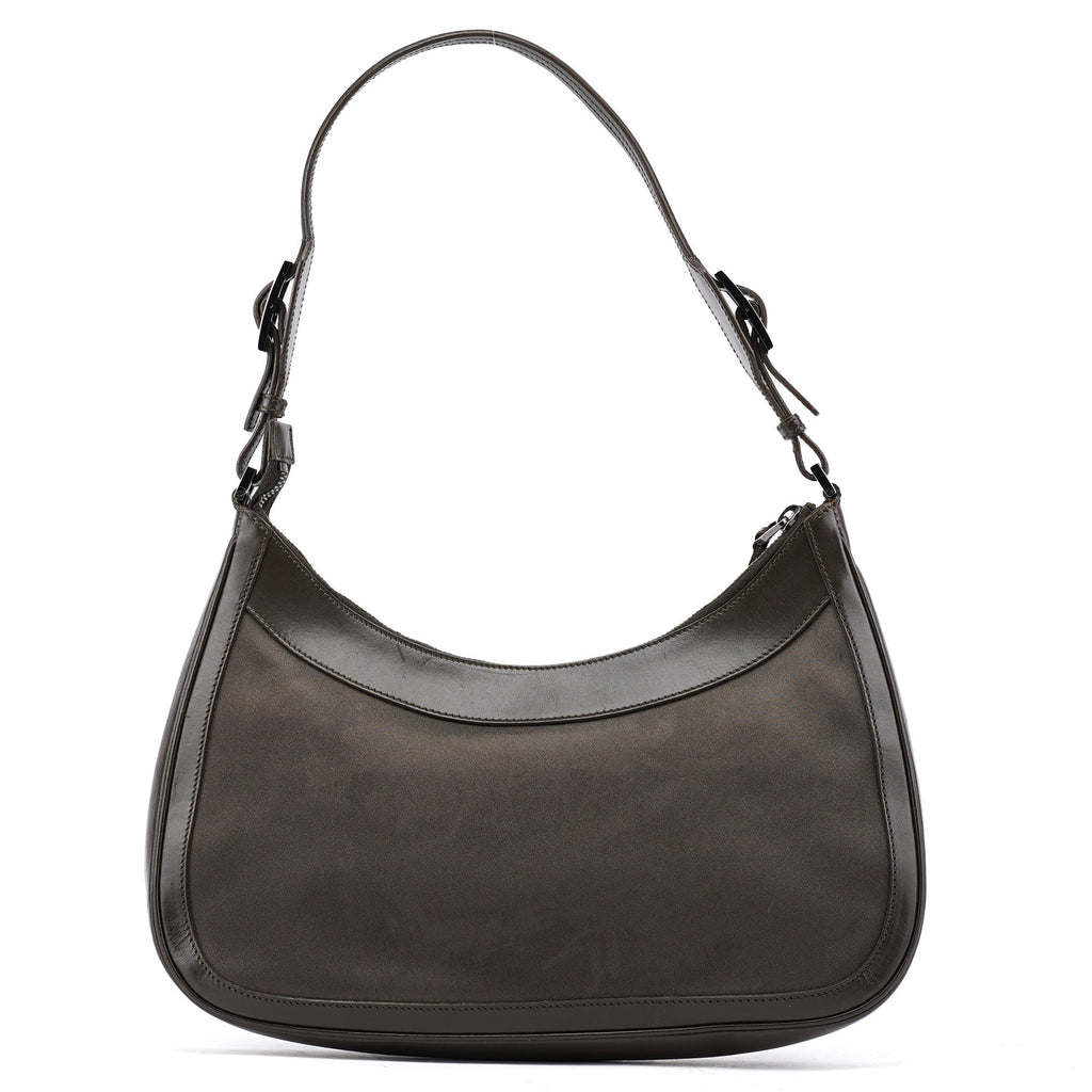 Olive Satin Jackie Shoulder Bag