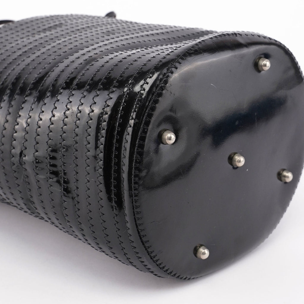 Patent Leather Quilted Bamboo Buckle Bag
