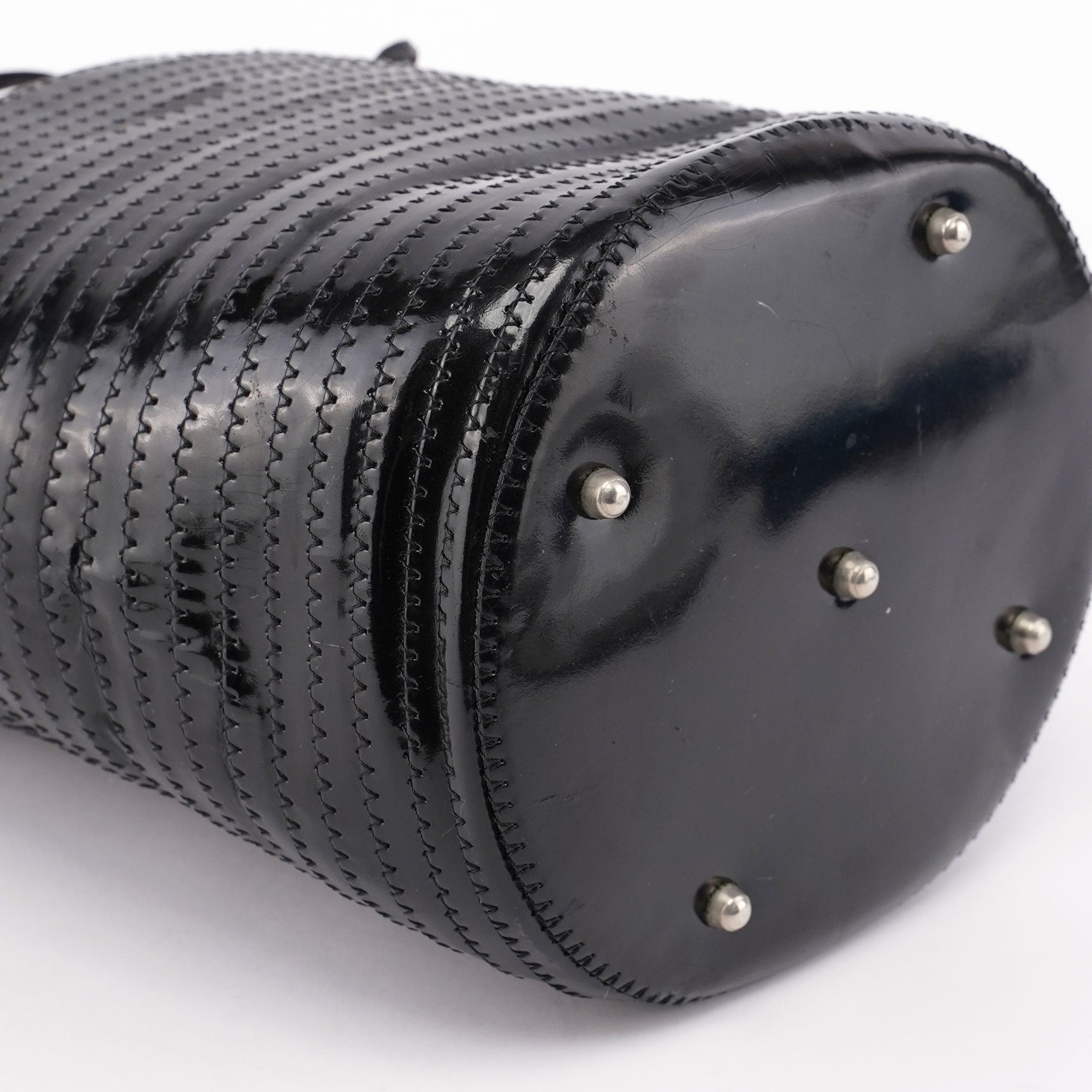 Patent Leather Quilted Bamboo Buckle Bag