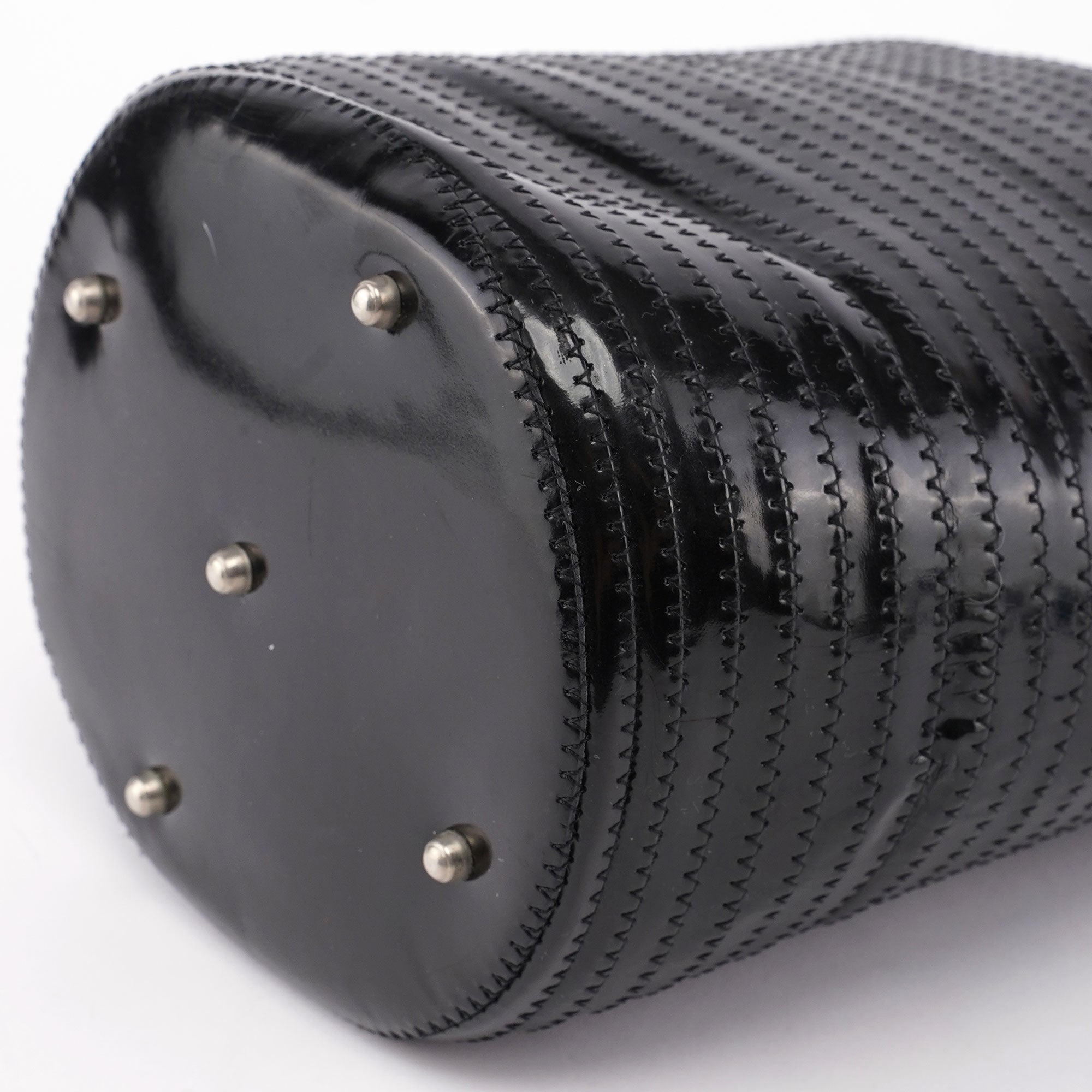 Patent Leather Quilted Bamboo Buckle Bag