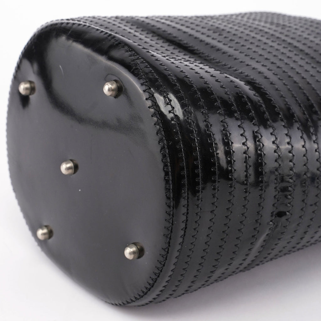 Patent Leather Quilted Bamboo Buckle Bag