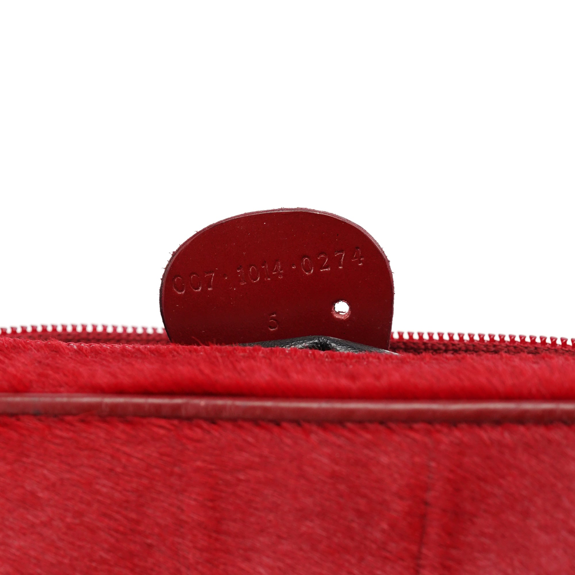 Red Calfhair Croc Embossed Shoulder Bag