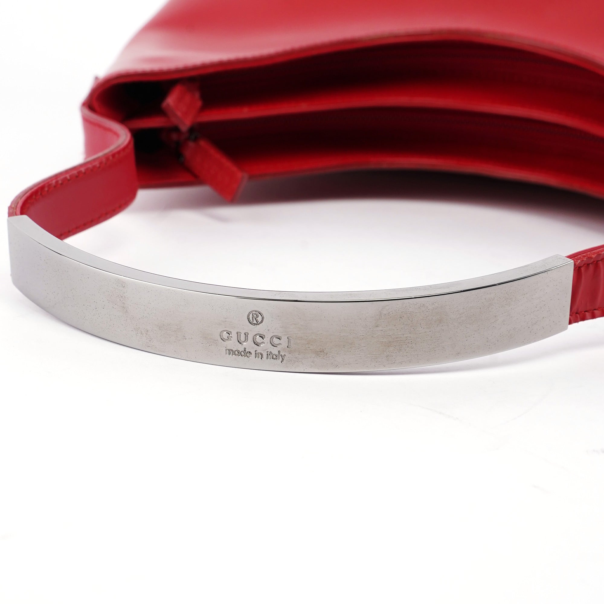 Red Calfskin Hobo Shoulder Bag