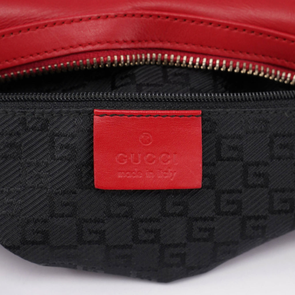 Red Calfskin Hobo Shoulder Bag