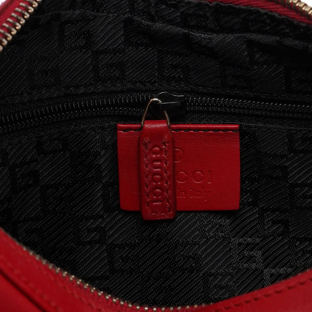 Red Calfskin Hobo Shoulder Bag