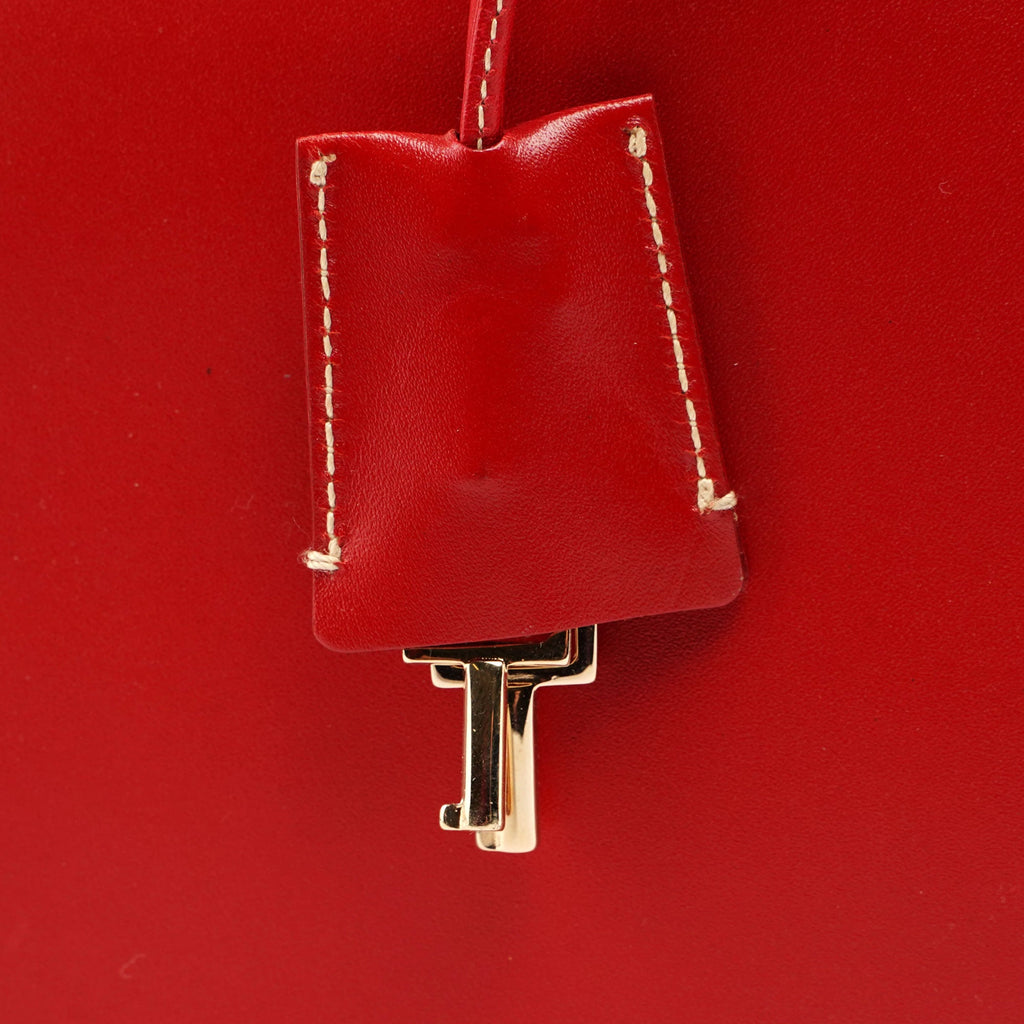 Red Calfskin Keylock Tote Bag