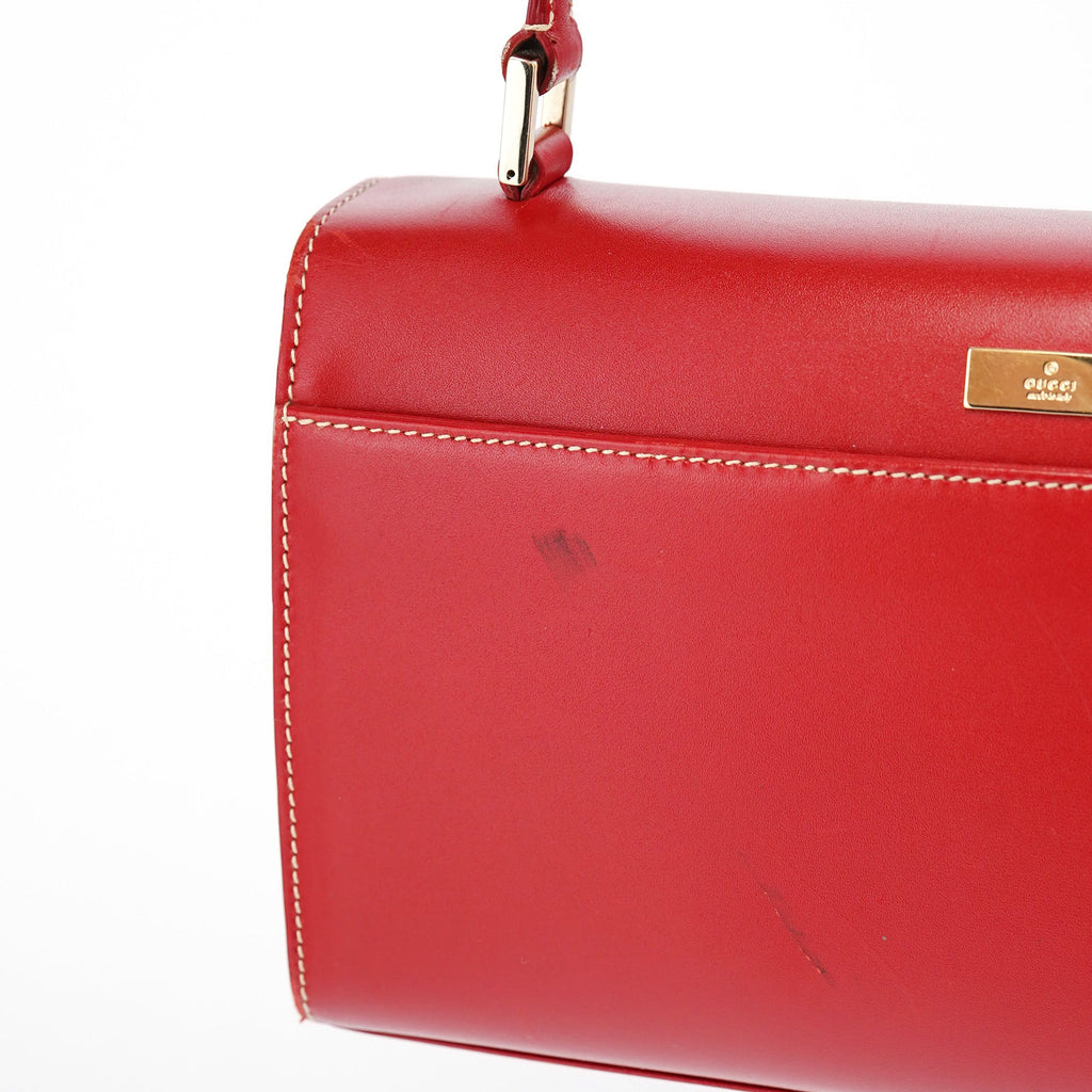 Red Calfskin Lady Lock Shoulder Bag