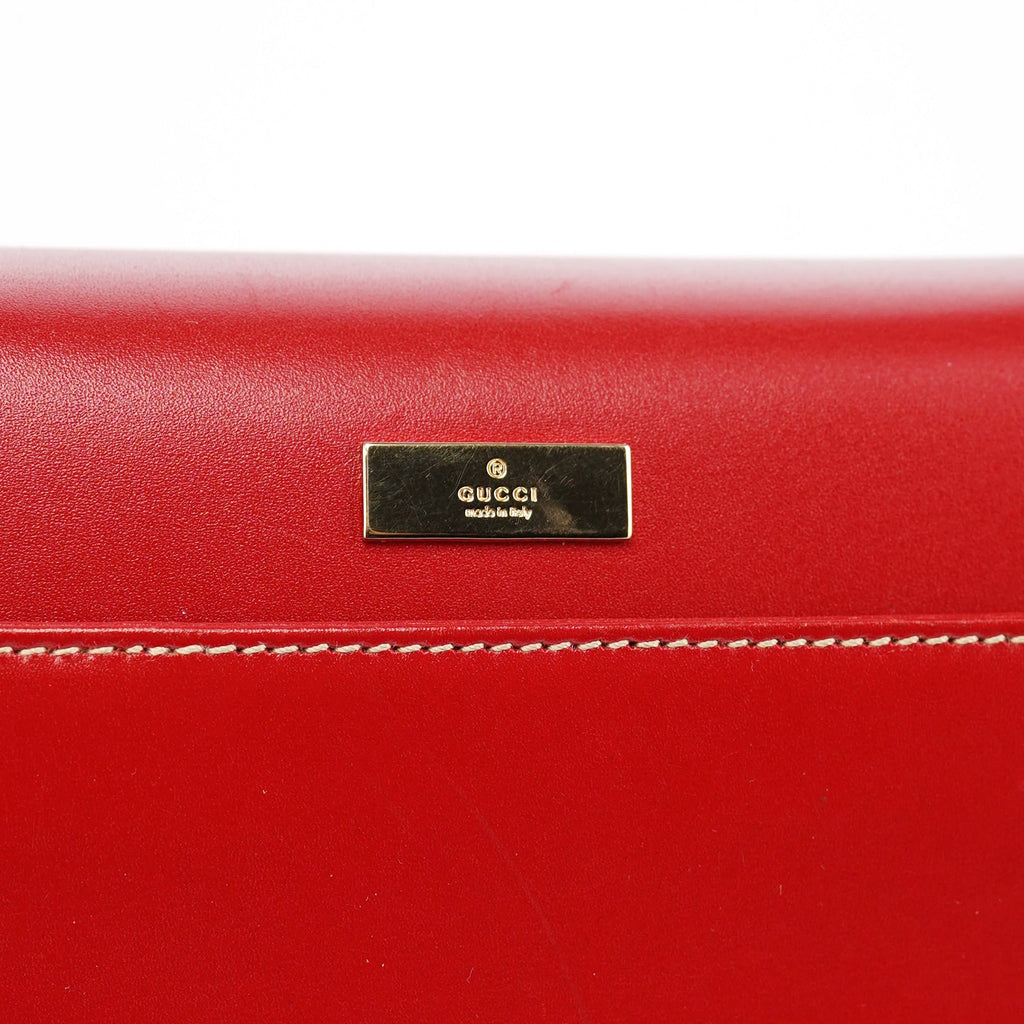 Red Calfskin Lady Lock Shoulder Bag