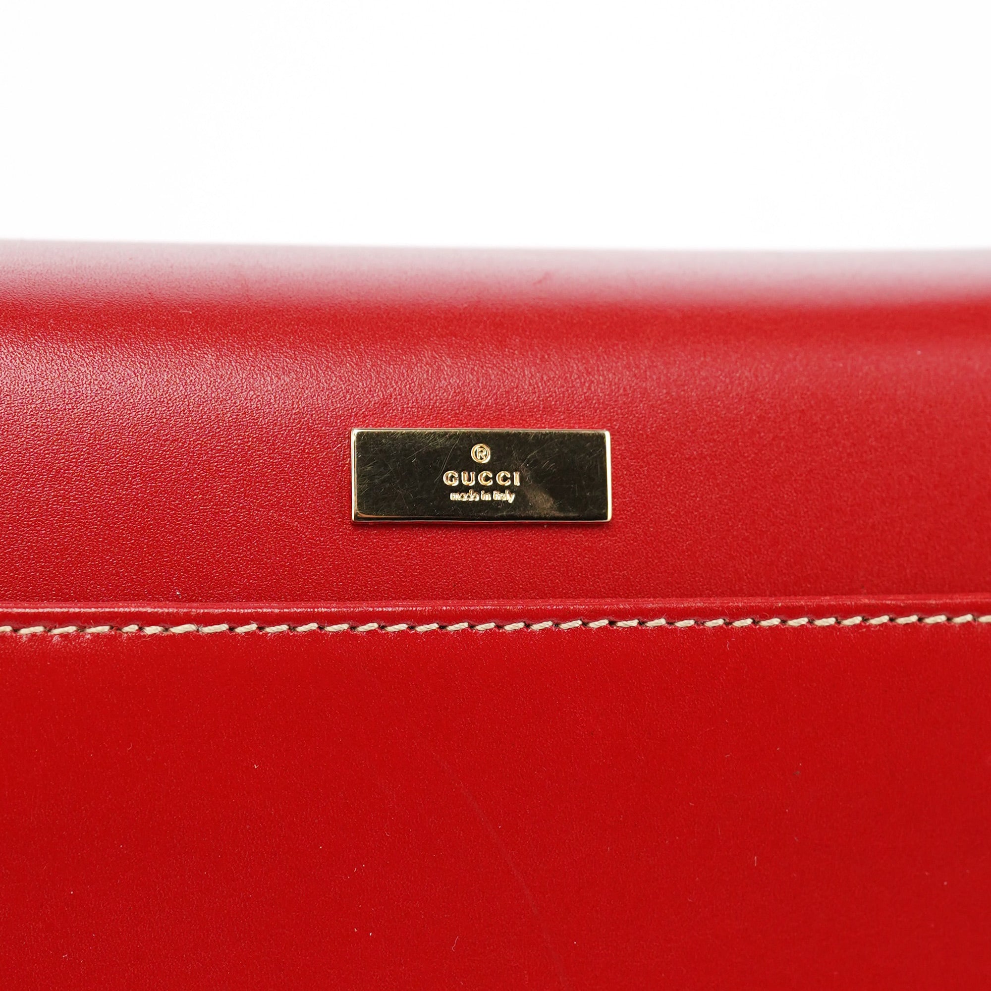 Red Calfskin Lady Lock Shoulder Bag