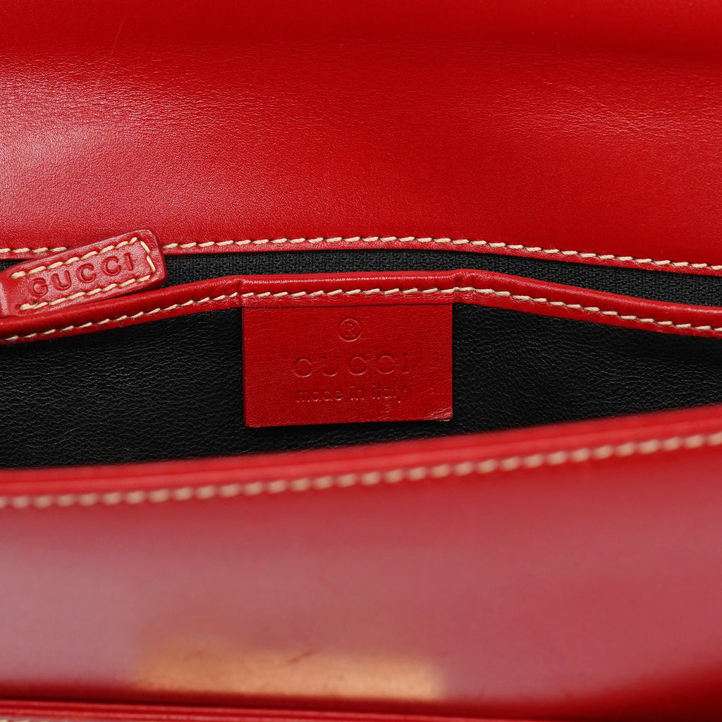 Red Calfskin Lady Lock Shoulder Bag