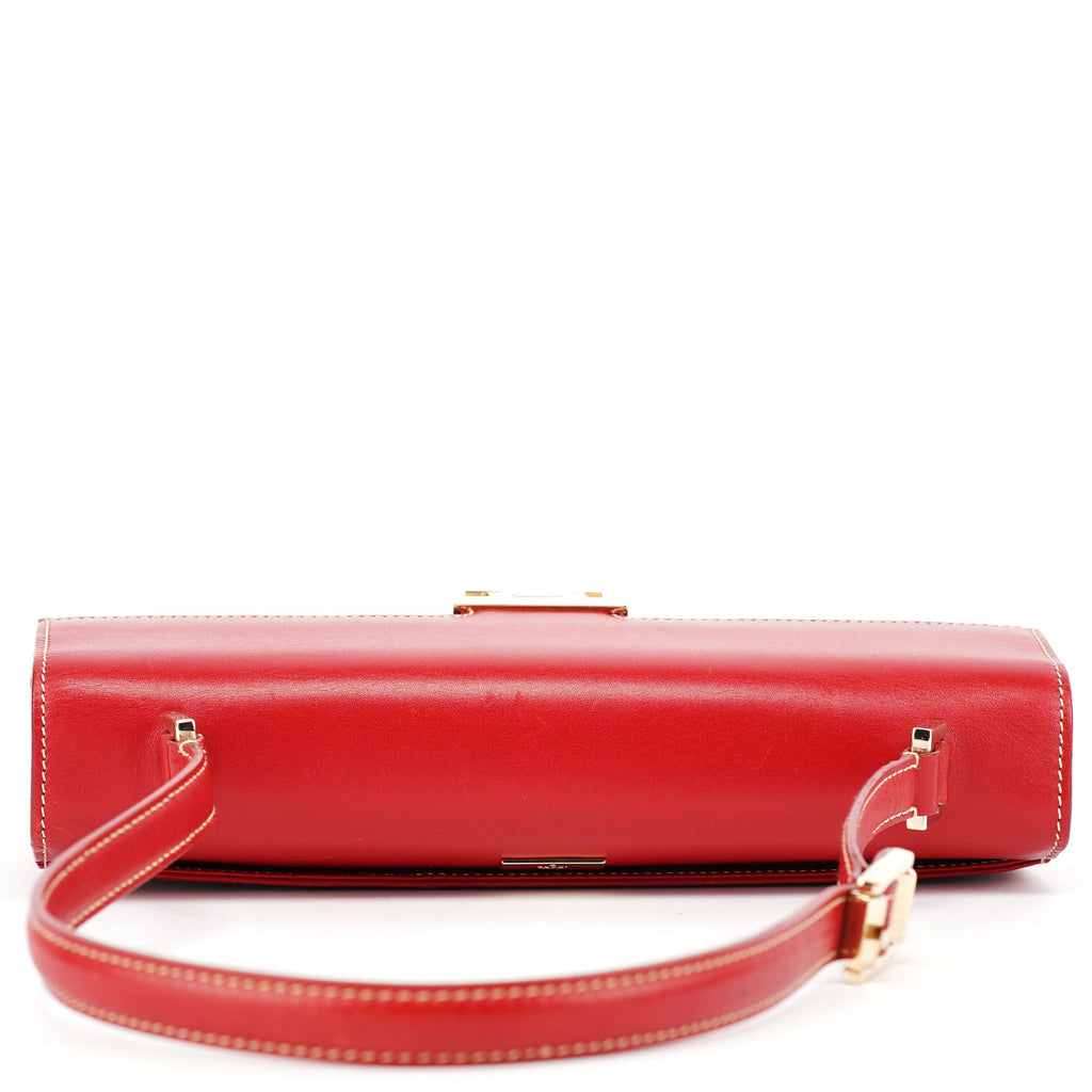 Red Calfskin Lady Lock Shoulder Bag