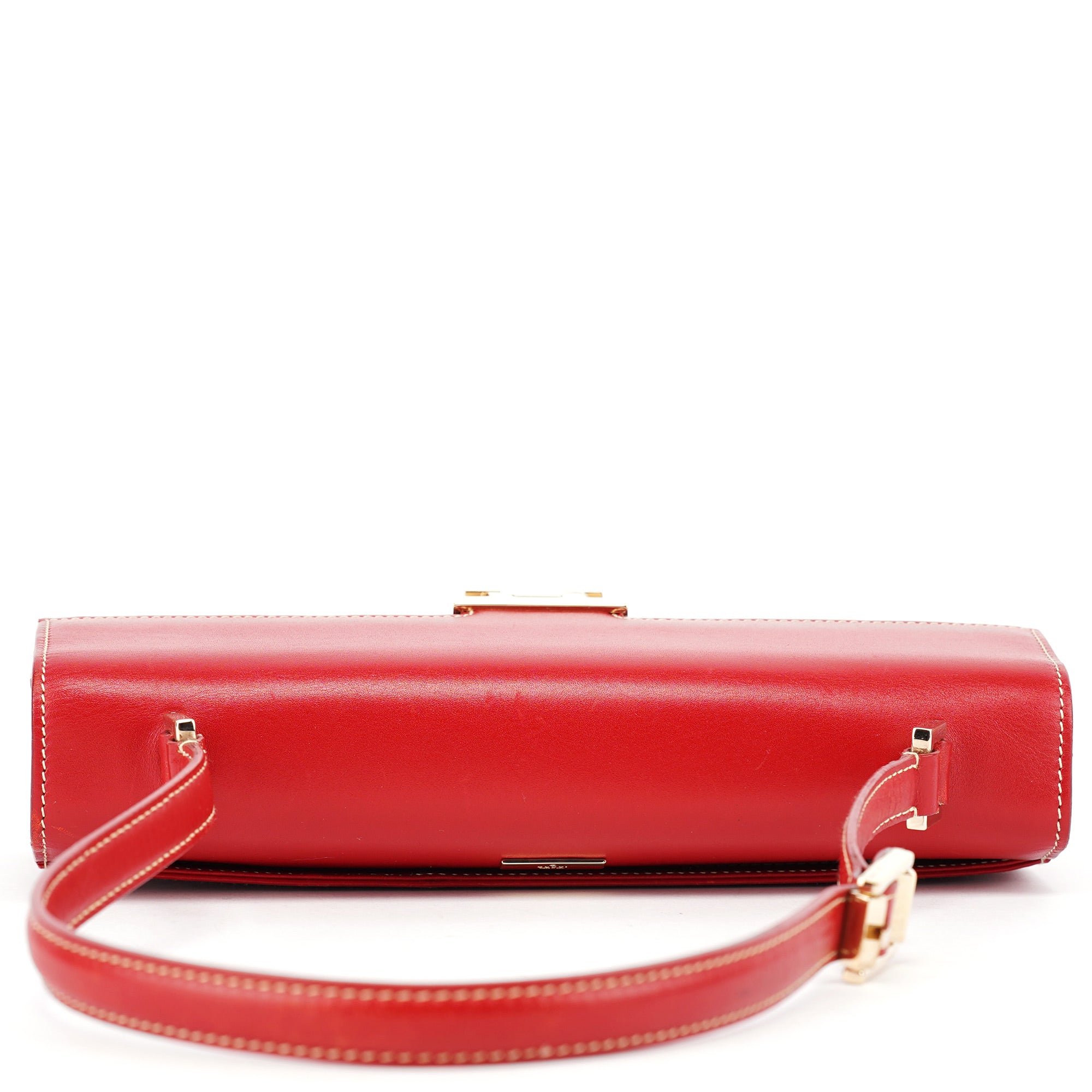Red Calfskin Lady Lock Shoulder Bag