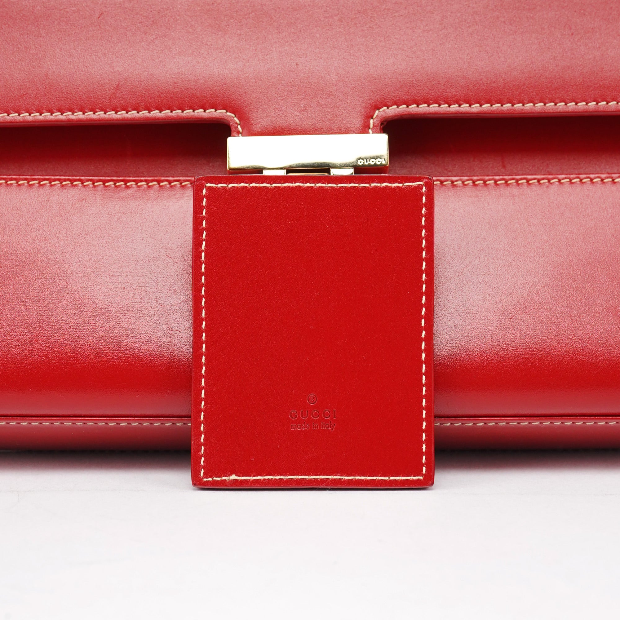 Red Calfskin Lady Lock Shoulder Bag