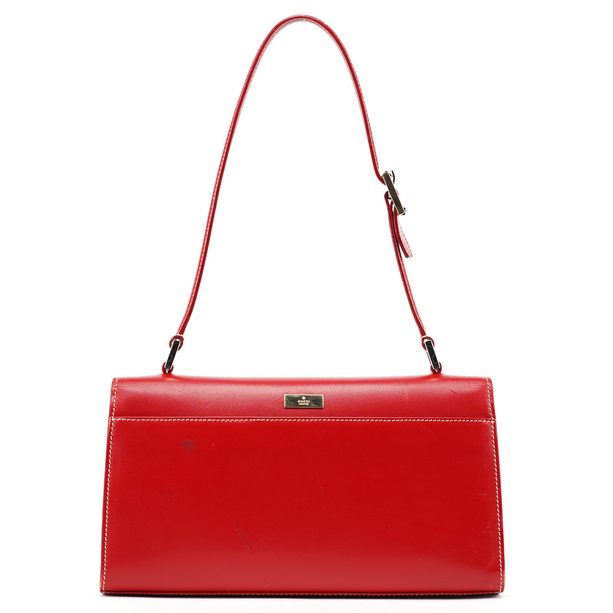 Red Calfskin Lady Lock Shoulder Bag