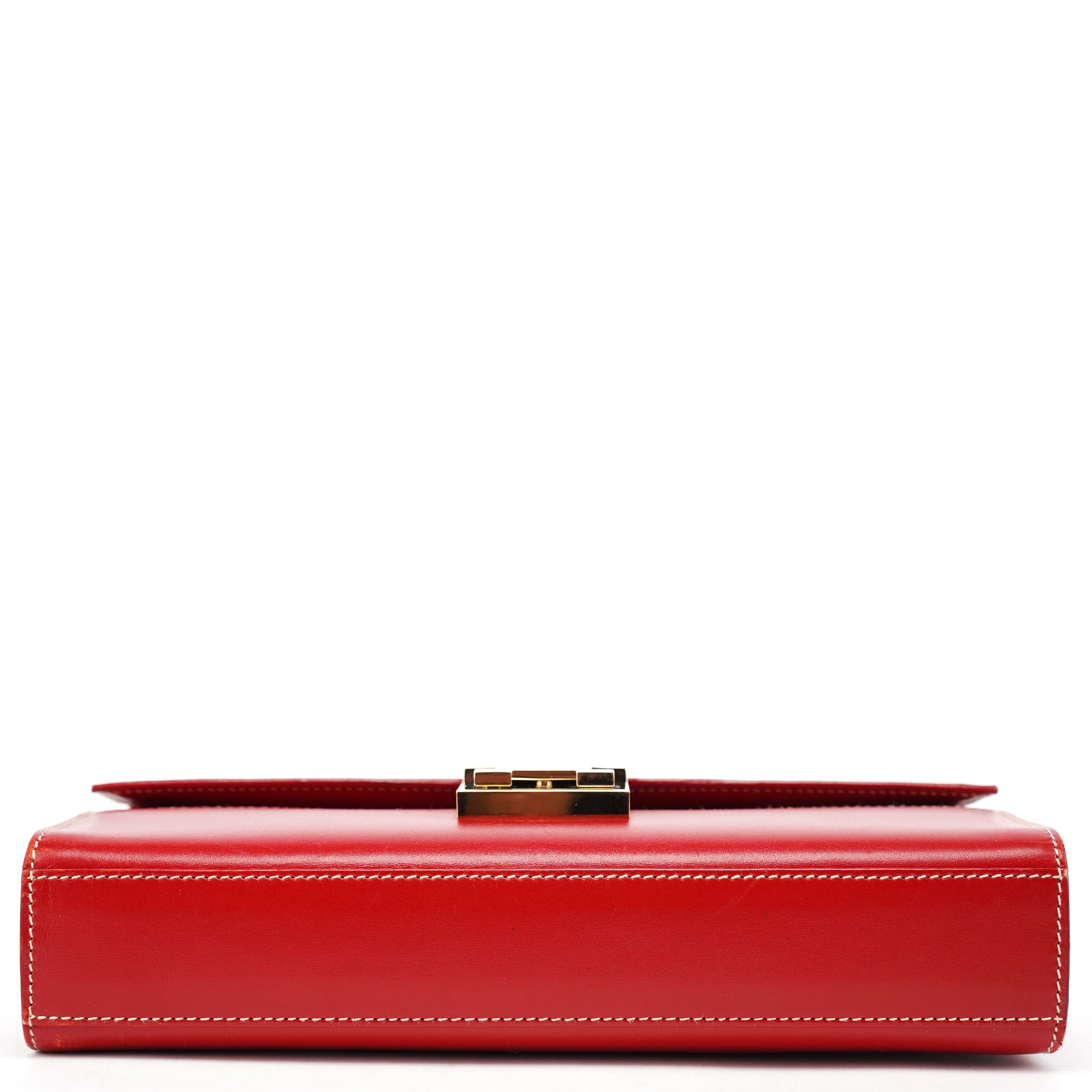 Red Calfskin Lady Lock Shoulder Bag