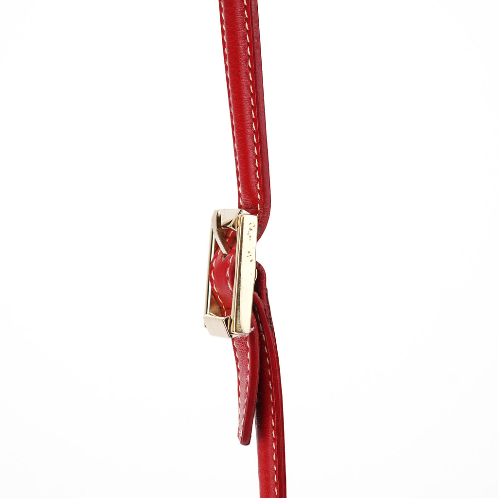 Red Calfskin Lady Lock Shoulder Bag