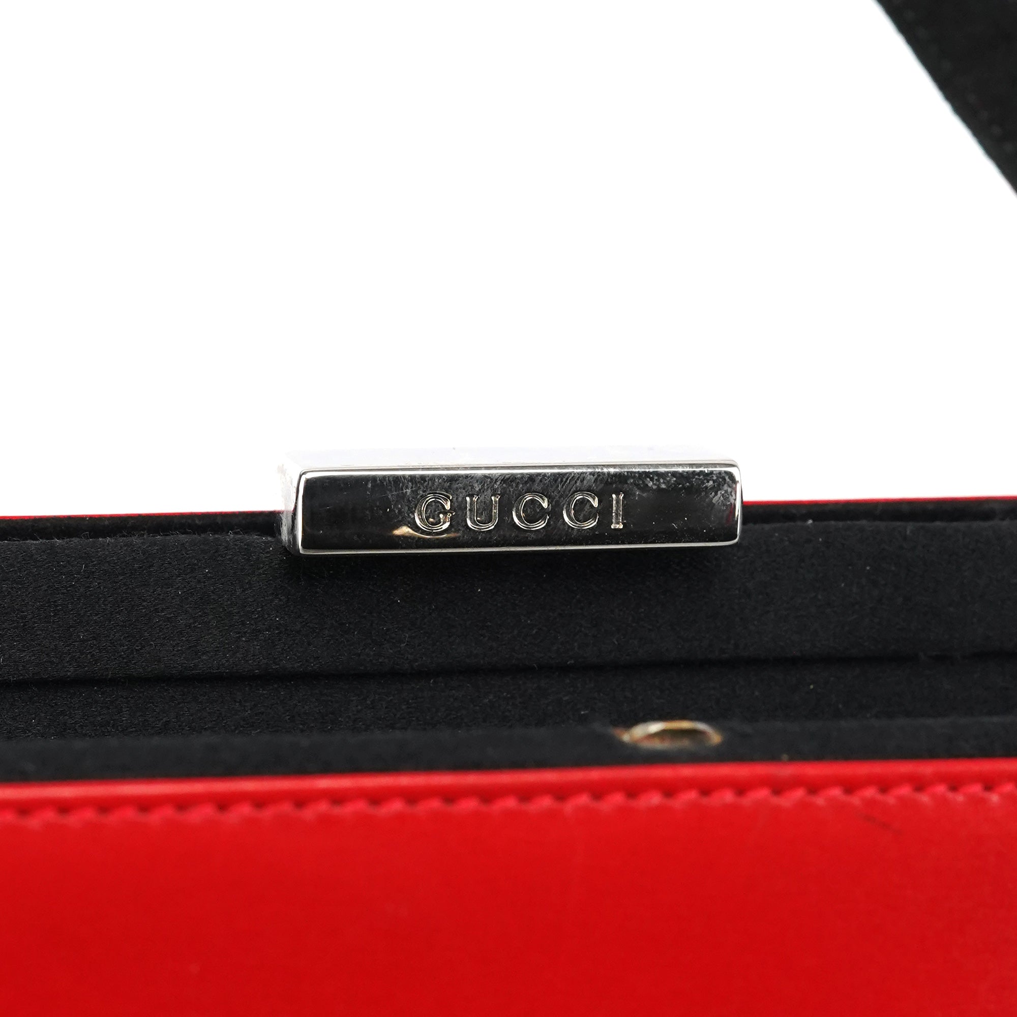 Red Calfskin Satin Clutch Tote Bag