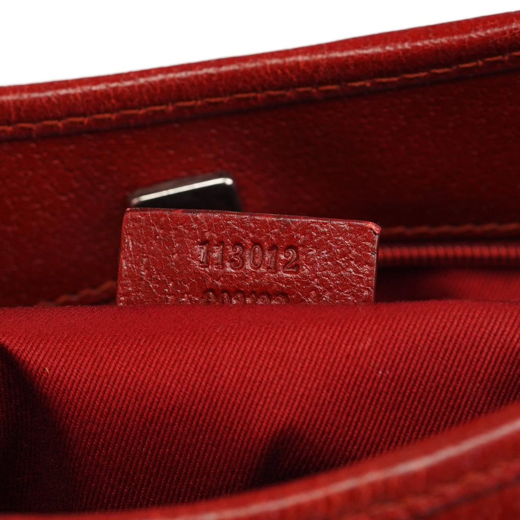 Red GG Leather Shoulder Bag