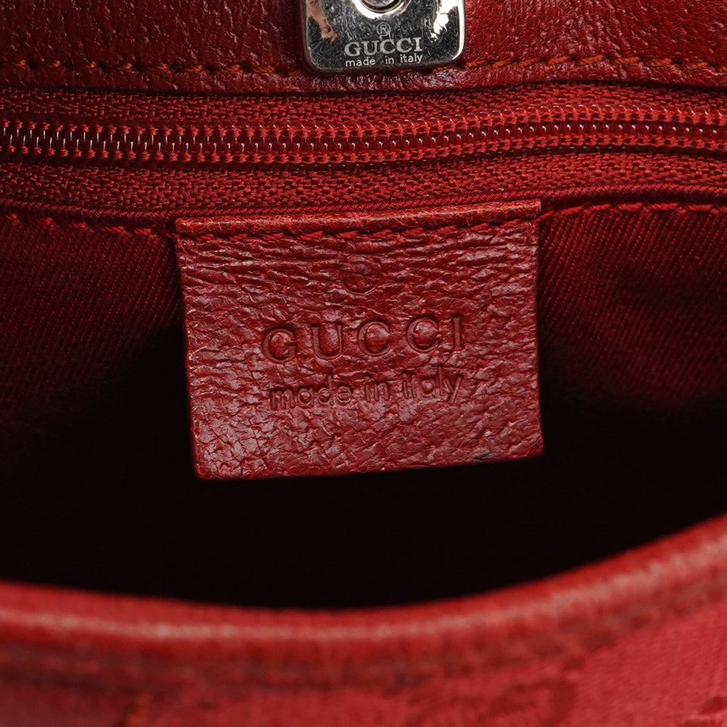Red GG Leather Shoulder Bag
