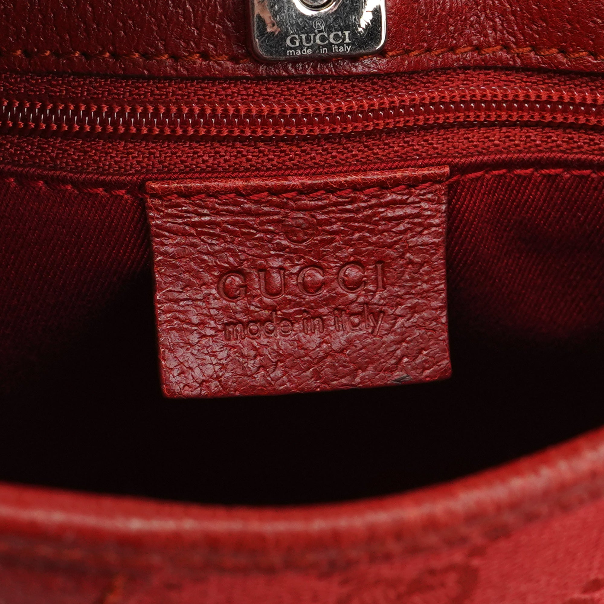 Red GG Leather Shoulder Bag