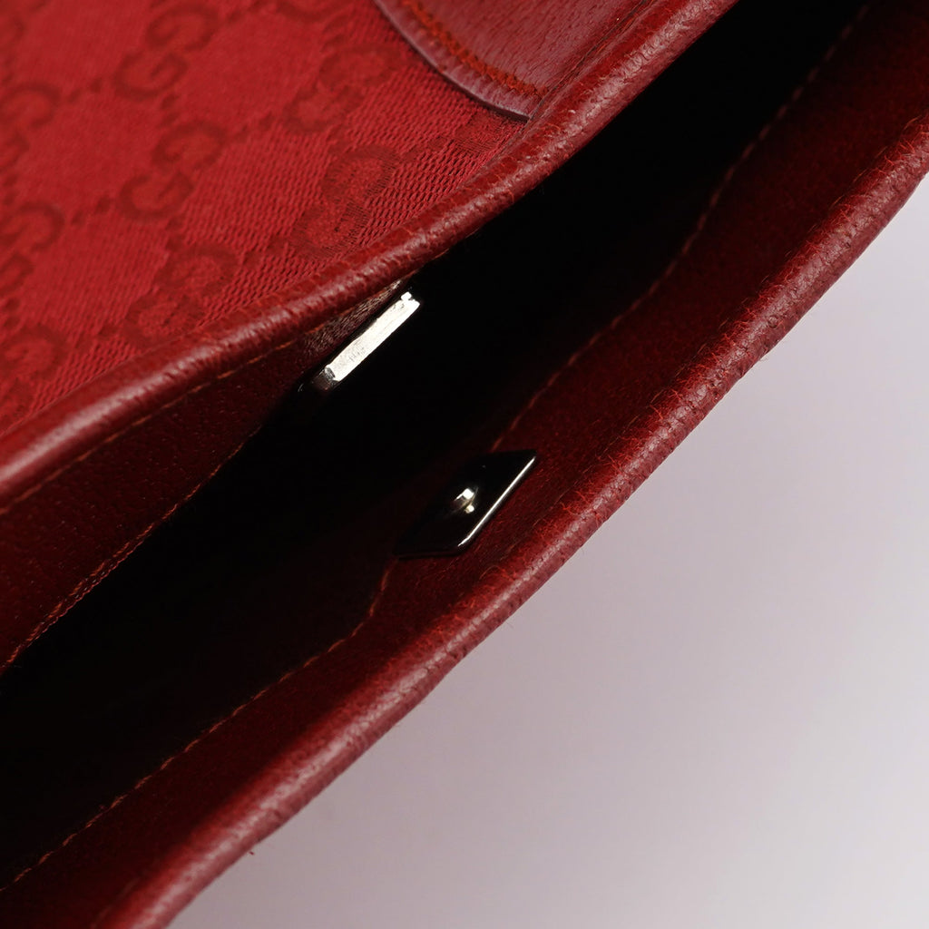 Red GG Leather Shoulder Bag