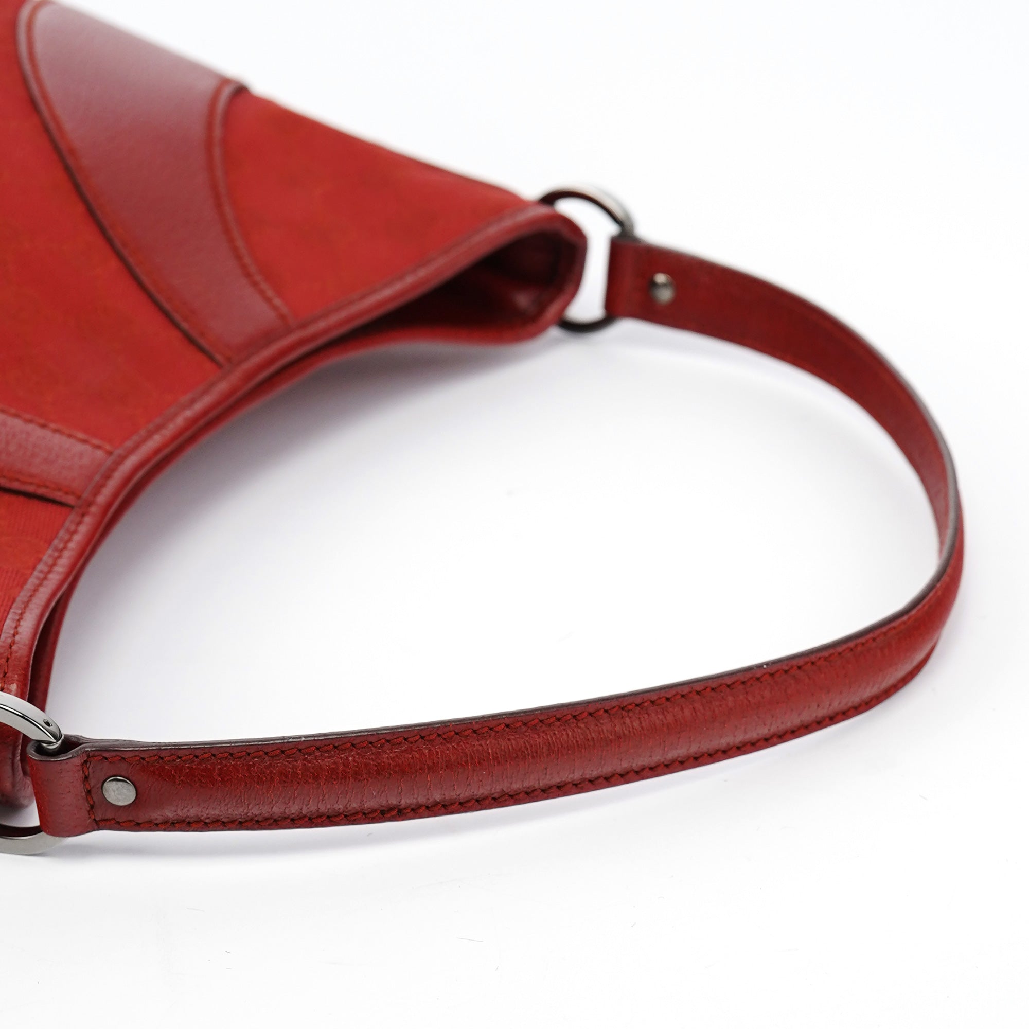 Red GG Leather Shoulder Bag